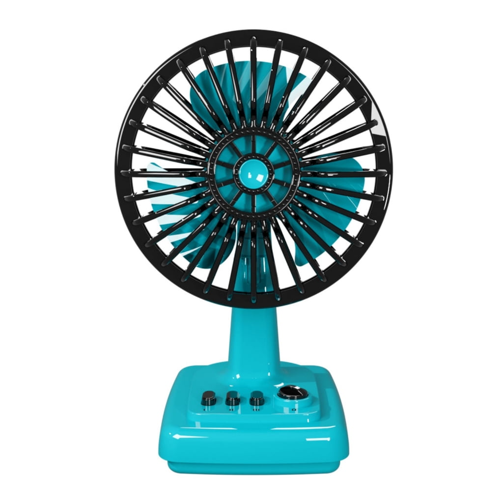 ATALRPOU Retro Alloy Mini Desk Fan, Portable USB Rechargeable Desktop Fan with 3 Speeds (Green, 6 in) 53xc1
