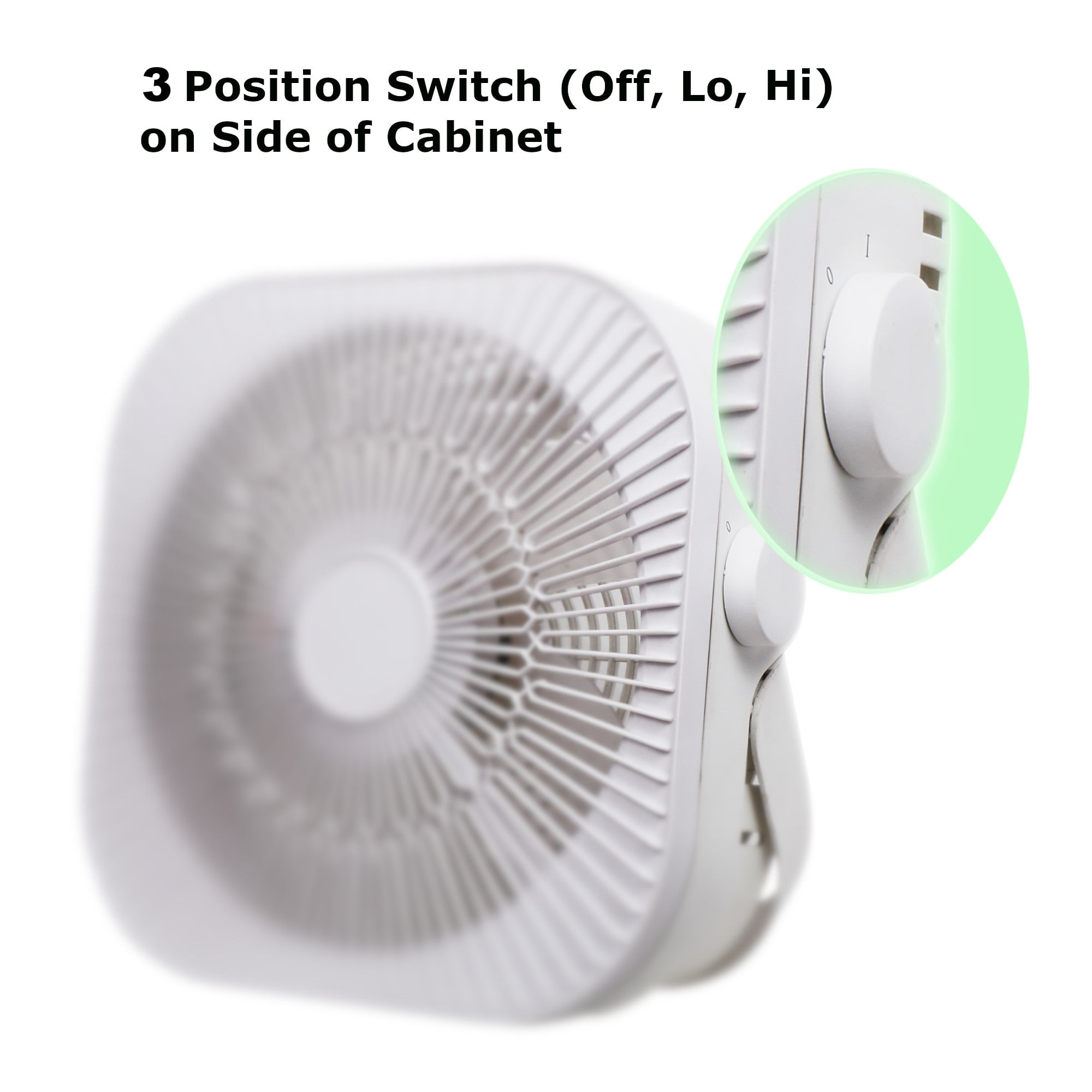 Optimus Portable Box Fan, Whisper-Quiet Desktop Cooling Fan (White, 13.2 in x 4.3 in x 12.6 in) vkt0o