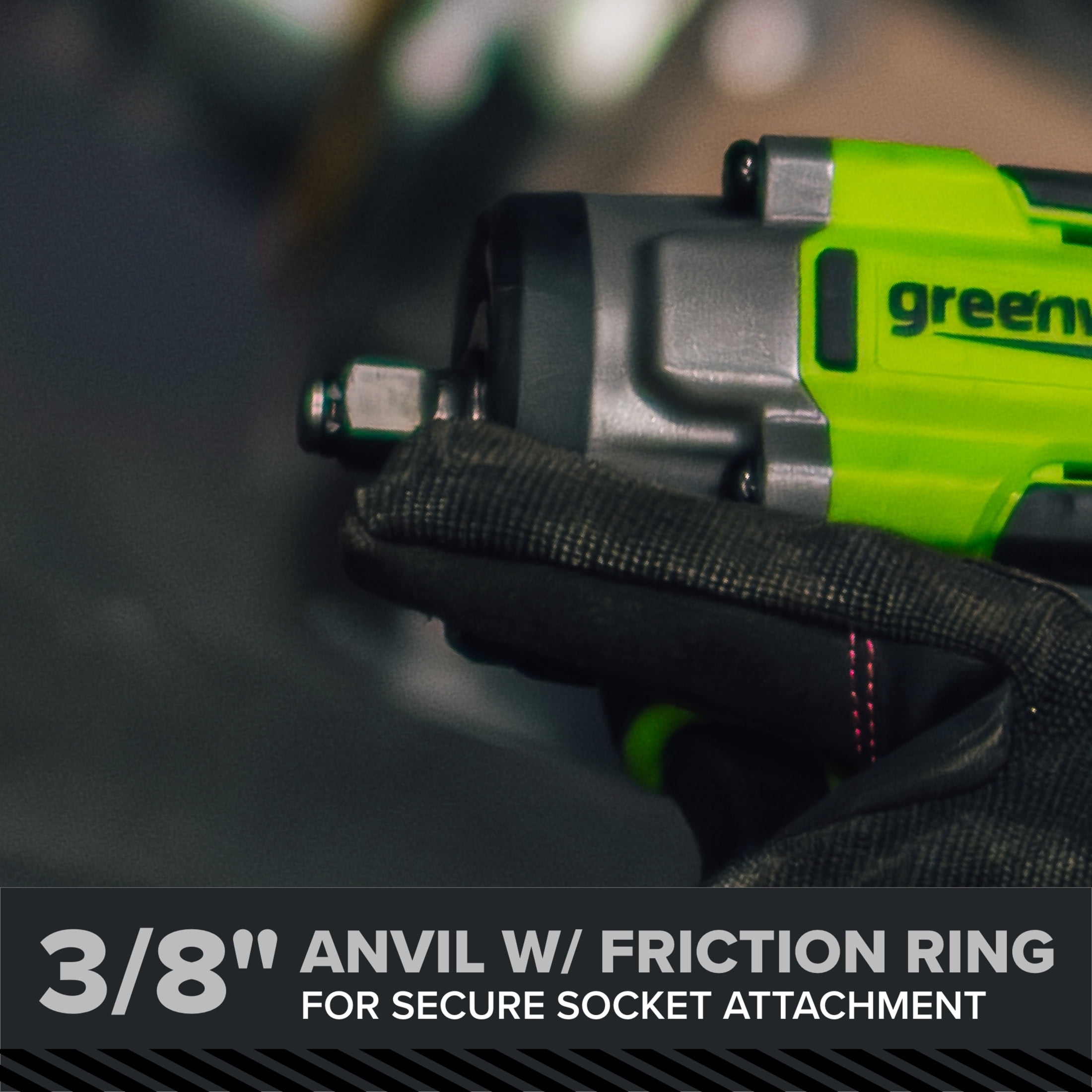 Greenworks Pro PowerAll 24V Brushless 3/8-inch Impact Wrench with 400 ft-lb Breakaway Torque (Green, Tool Only) 91uu6