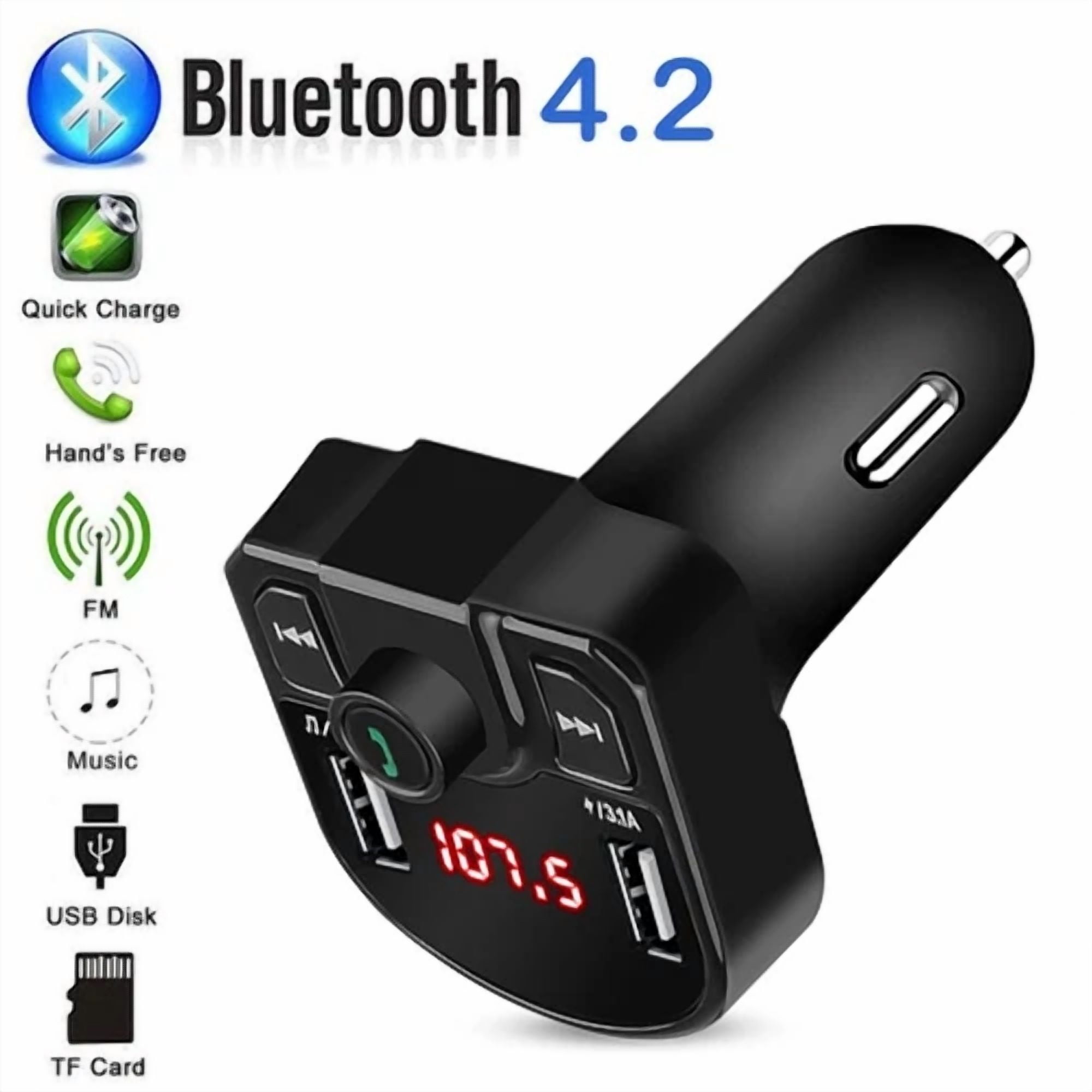 Rhea Car FM Transmitter Bluetooth Hands-Free Receiver Stereo Music Player (Universal) cv3gn