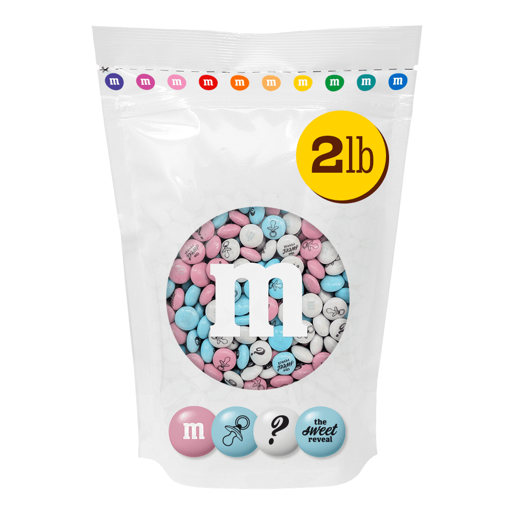 M&M'S Milk Chocolate Candy for Gender Reveal Parties (Light Blue, Light Pink, White, 2 lb) y8kk2