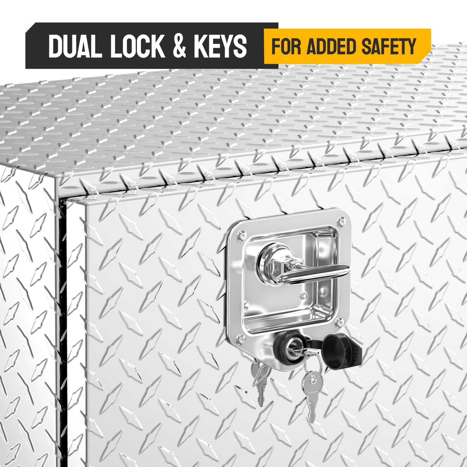 TUFFIOM Aluminum Truck Tool Box, Diamond Plate Storage Organizer for Pickup Trailer ATV (Silver, 36 in) 9jq3s