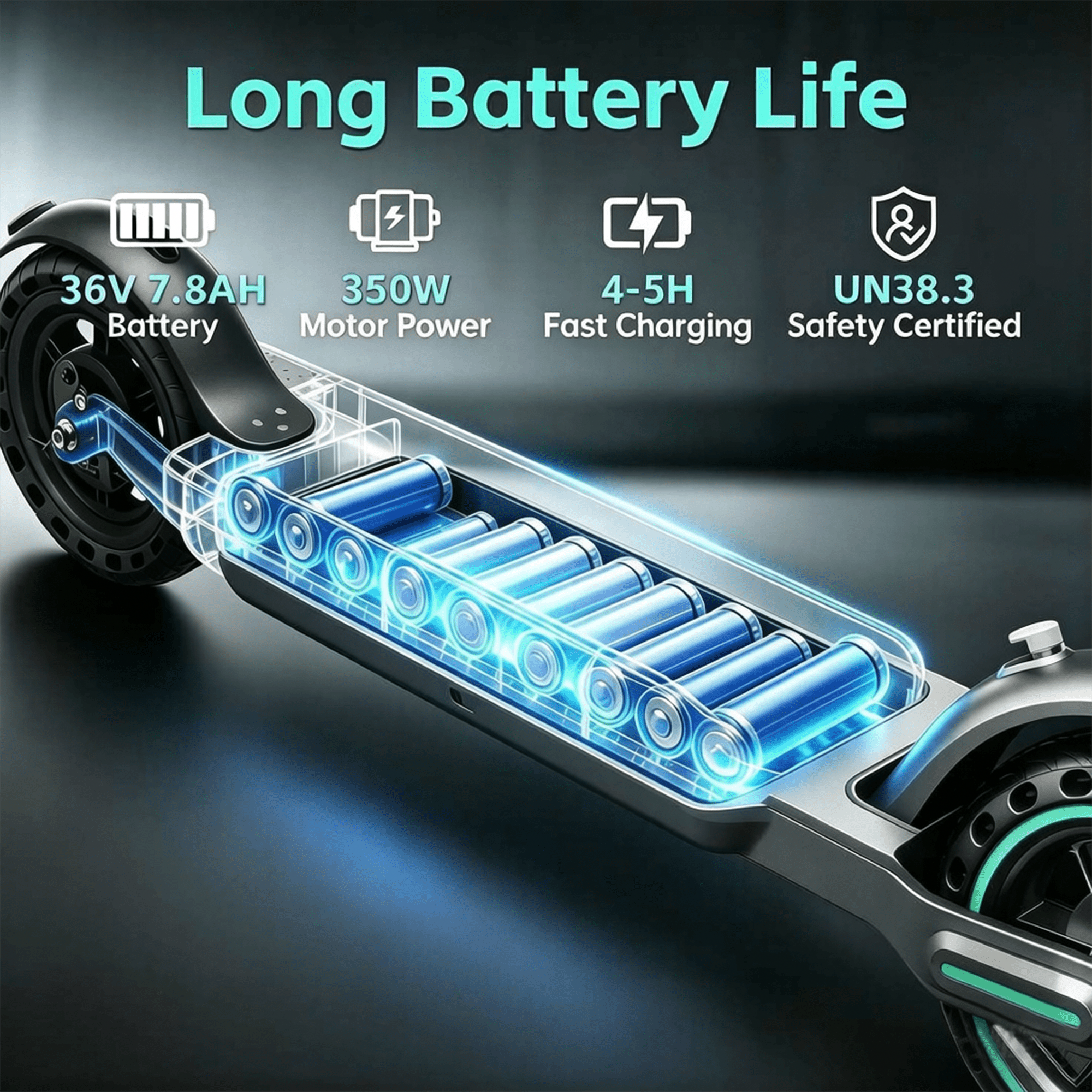 Keemigo Electric Scooter for Adults, Foldable Portable Commuter E-Scooter, 350W Motor, 19mph Max Speed, 20 Mile Range (Blue, 8.5 in) vsk56