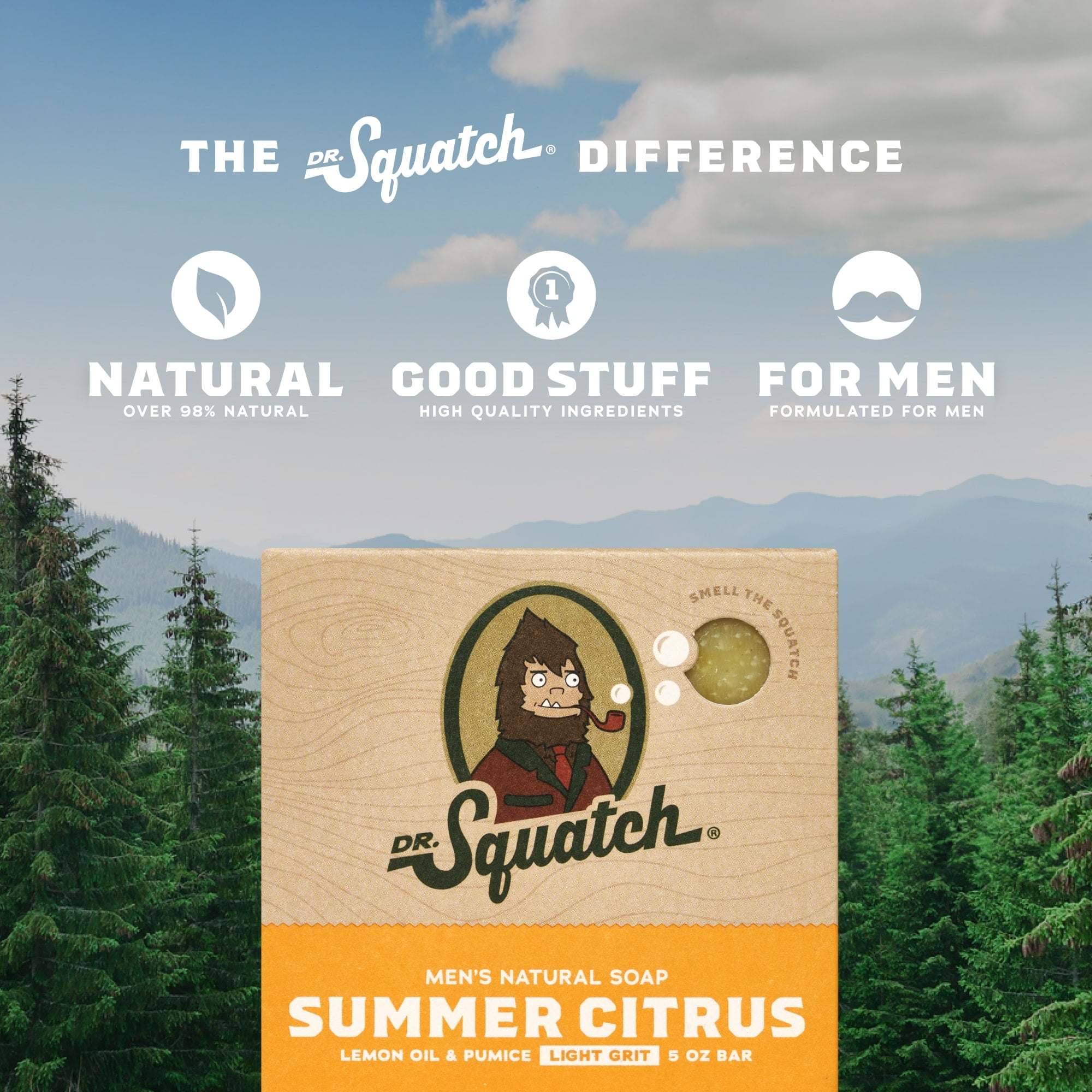 Dr. Squatch Men's Natural Bar Soap, Exfoliating Citrus Body Wash, Summer Citrus (5 oz) p6s8p