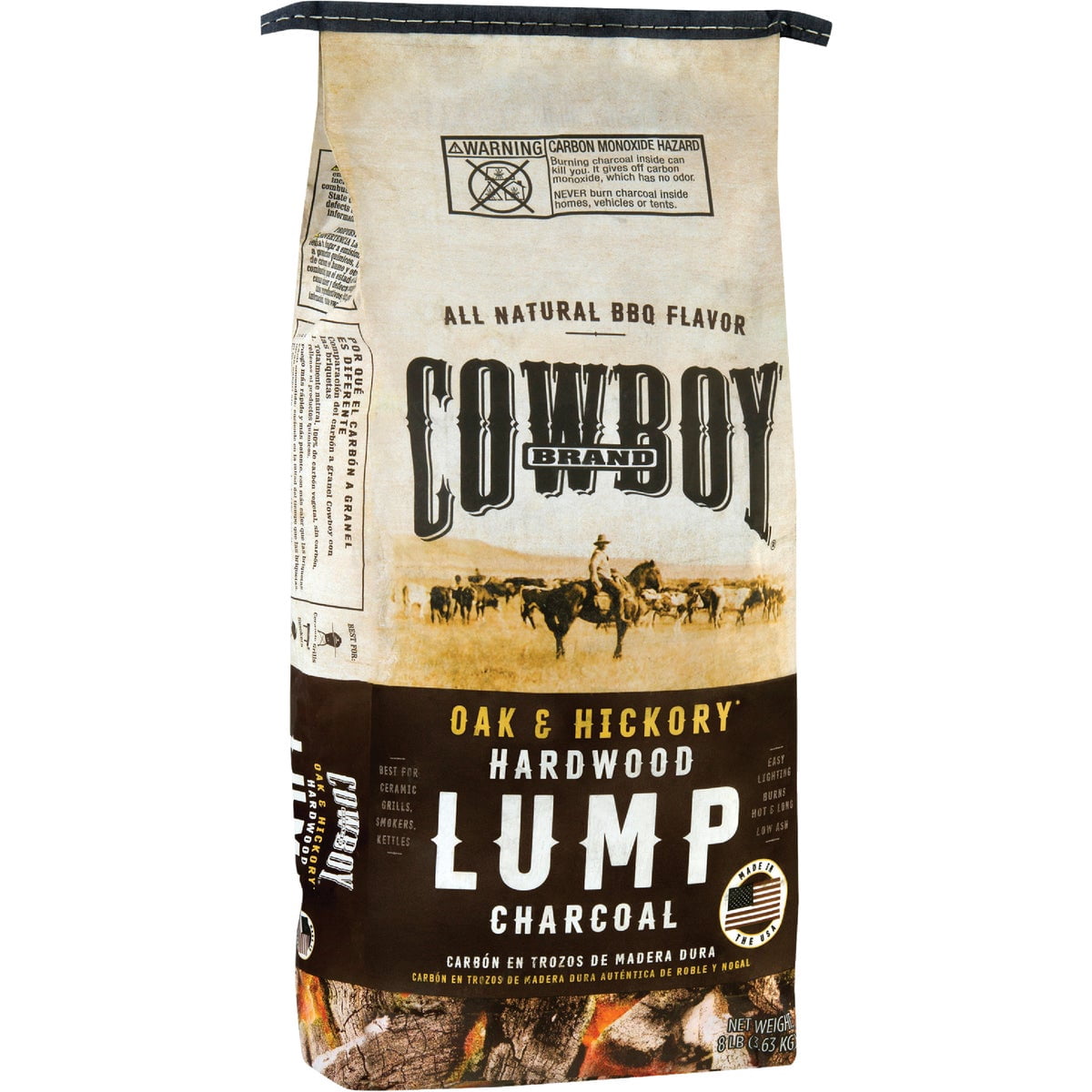 Cowboy Hardwood Lump Charcoal for Authentic BBQ Grilling (8 lb) rcof9