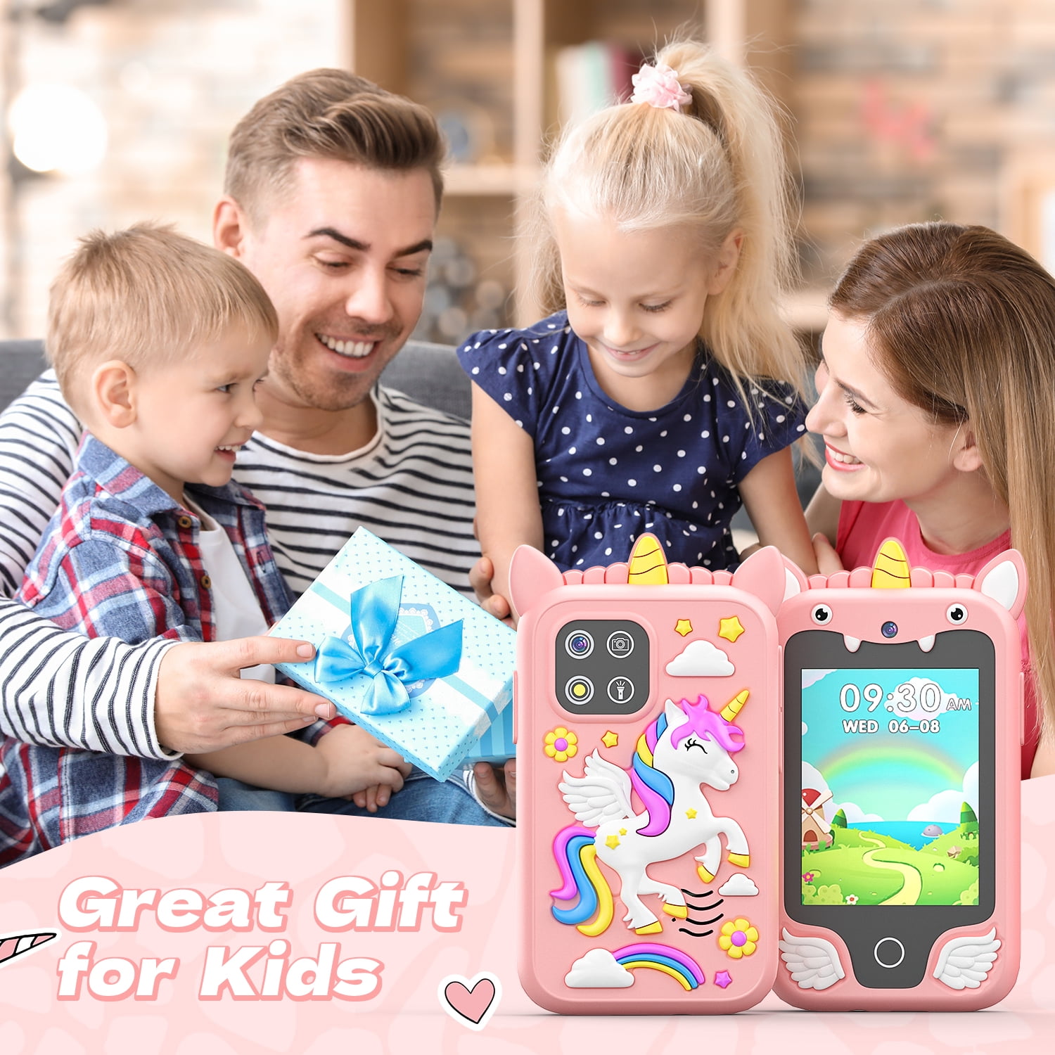 JoyStone Kids Smart Phone, 2.8 in Touchscreen Learning Toy with Dual Camera and Music Player (Pink, 8GB) 12ef4