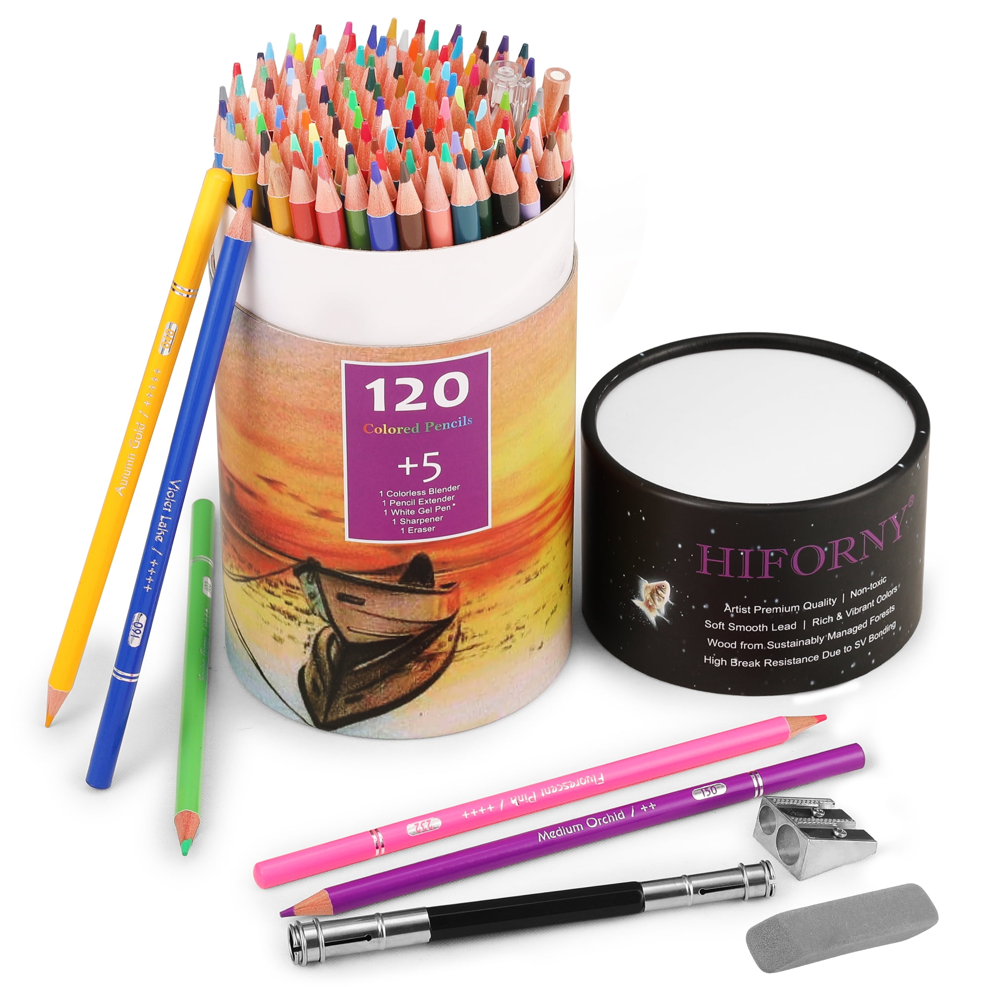 HIFORNY 120-Piece Soft Core Colored Pencil Art Set for Drawing, Sketching & Adult Coloring (120 Count) wsim5