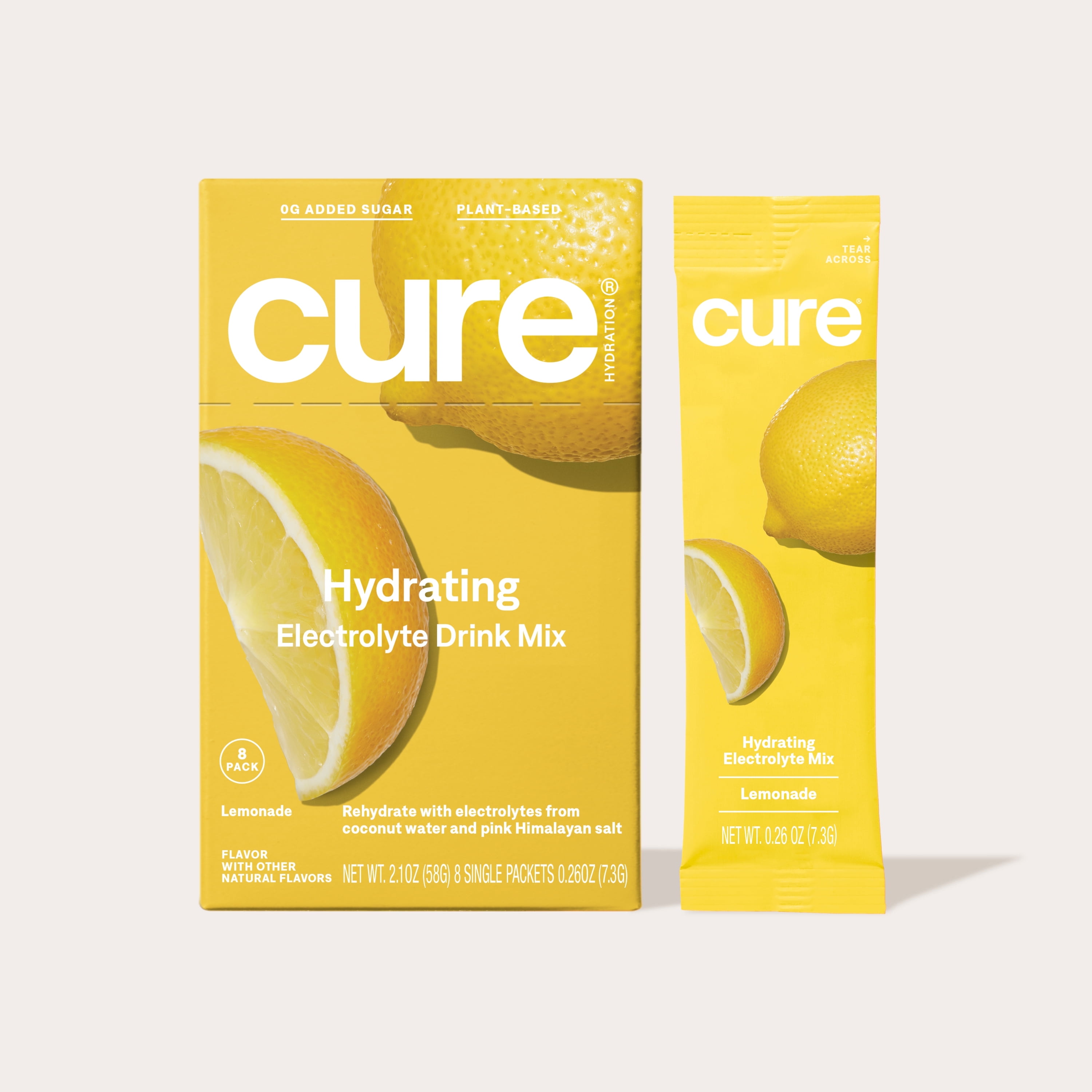 Cure Hydration Electrolyte Powder Drink Mix, Vegan Hydration Supplement (Lemonade, 8 ct) elzc3