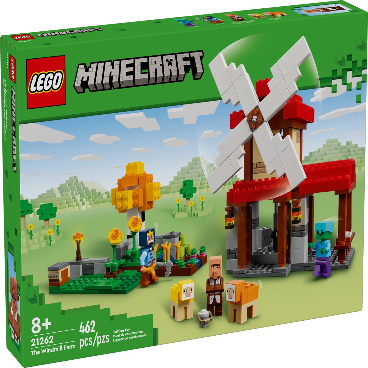LEGO Minecraft The Windmill Farm Building Set, Creative Video Game Construction Toy with Minifigures (462 Pieces) ngi66