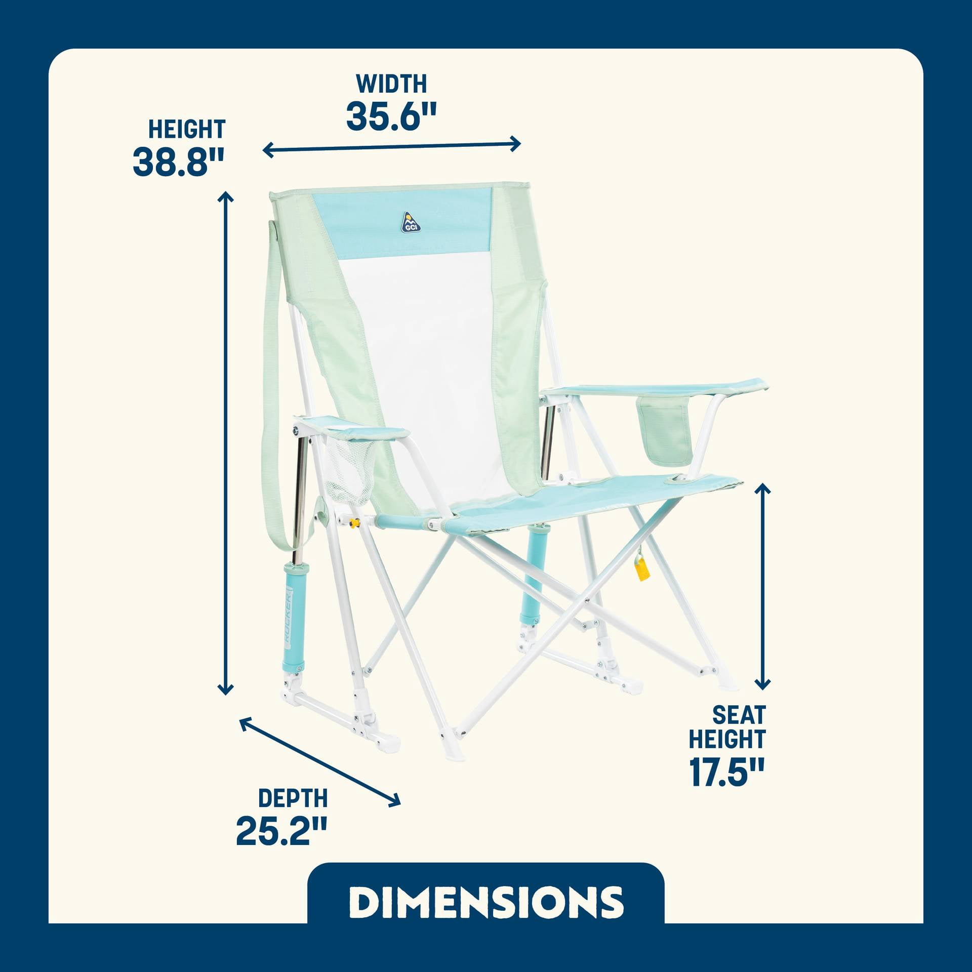 GCI Outdoor Comfort Pro Rocker Camping Chair with Mesh Backrest (Pastel Green, 250 lb Capacity) z2bpm
