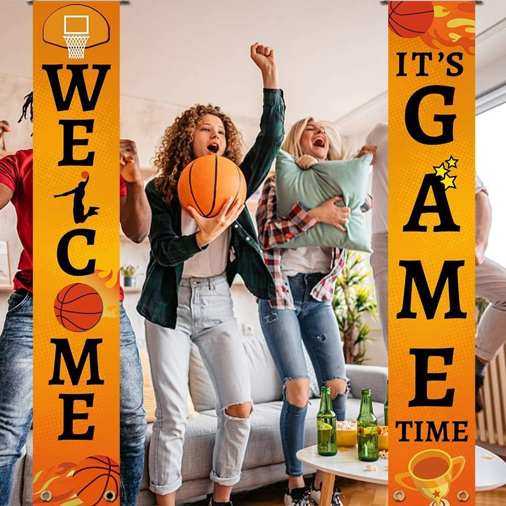 Generic Basketball Welcome Porch Banner Set (Orange, 11.8 in x 70.9 in) fuwjr