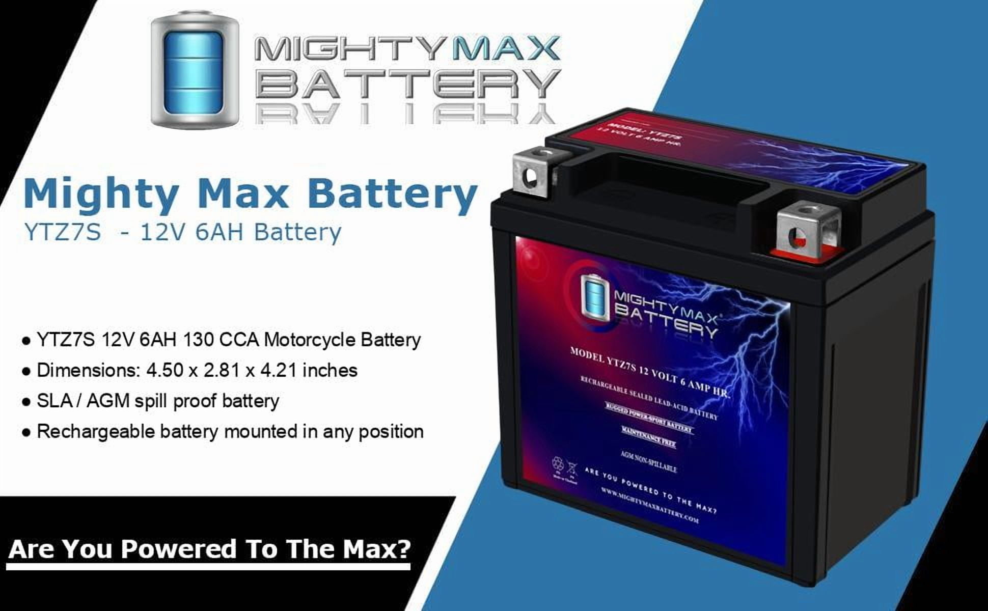 Mighty Max Battery YTZ7S 12V 6AH Sealed Lead Acid Replacement Battery for Kawasaki KFX50 (10 Pack) s0ot1