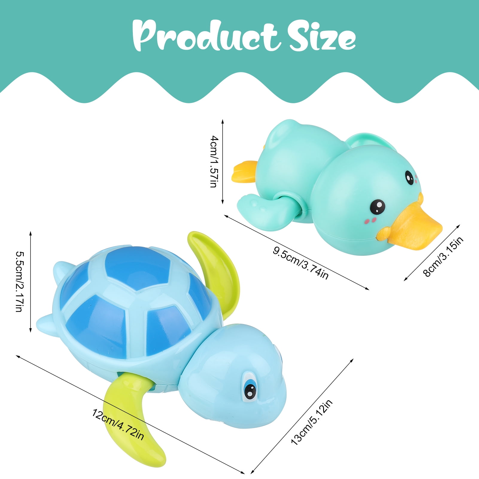 Bocaoying Animal Clockwork Bath Toy Set, Floating Wind-Up Swimming Pool Toys for Toddlers (Green Turtle, 4 Pack) x474w