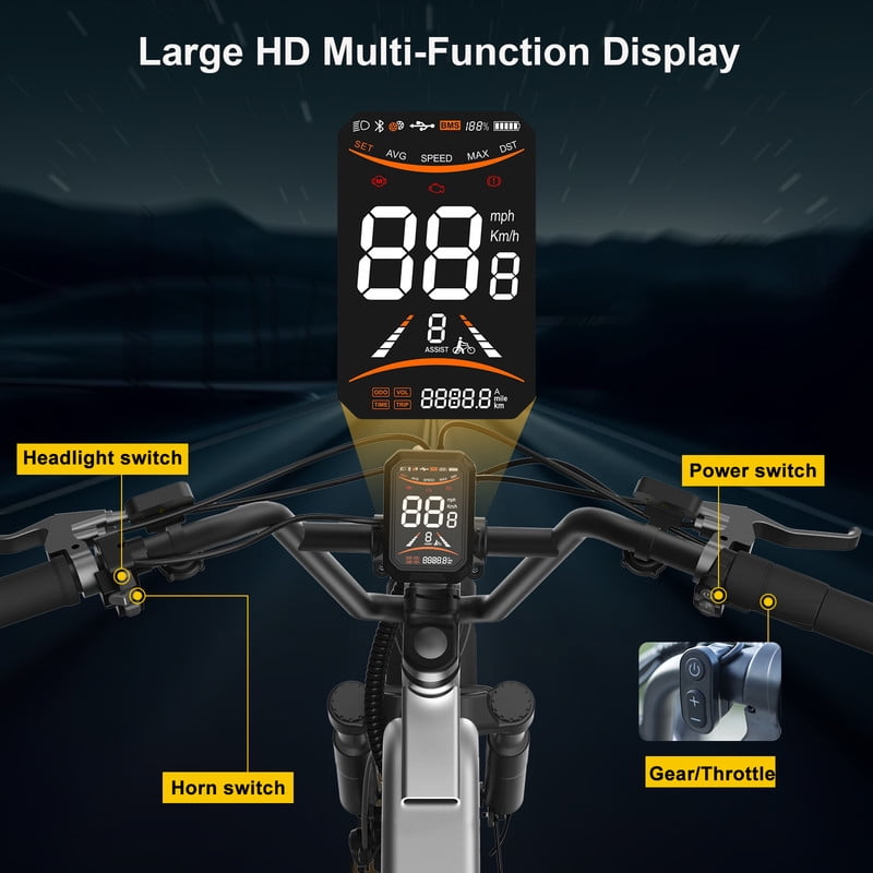 Pamila E3 Electric Dirt Bike, 1000W Mid-Drive Motor, All-Terrain Fat Tire E-Bike (White, 20 in) 5zojb