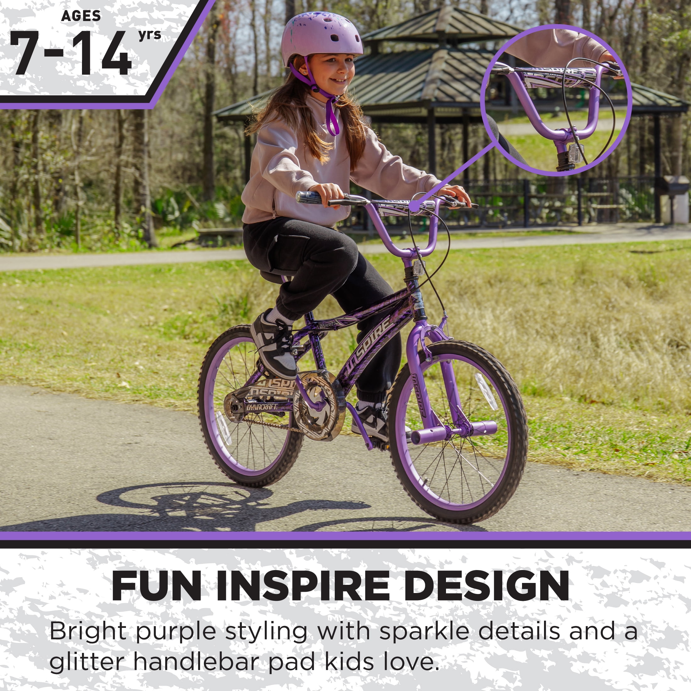 Dynacraft Inspire Girls BMX Bike with Freestyle Pegs (Black, 20 in) 7jlq5