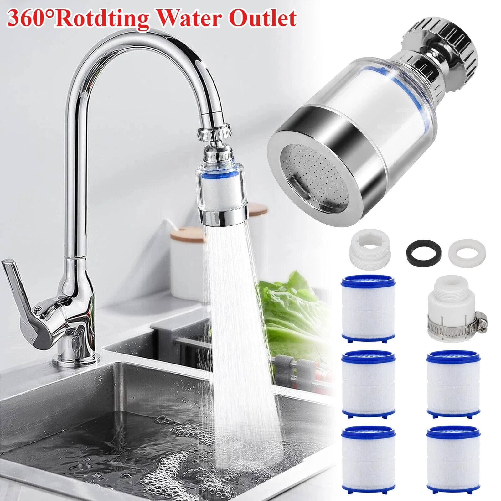 Generic Kitchen & Bathroom Sink Faucet Water Filter System (Silver, 1 Pack) kbel4