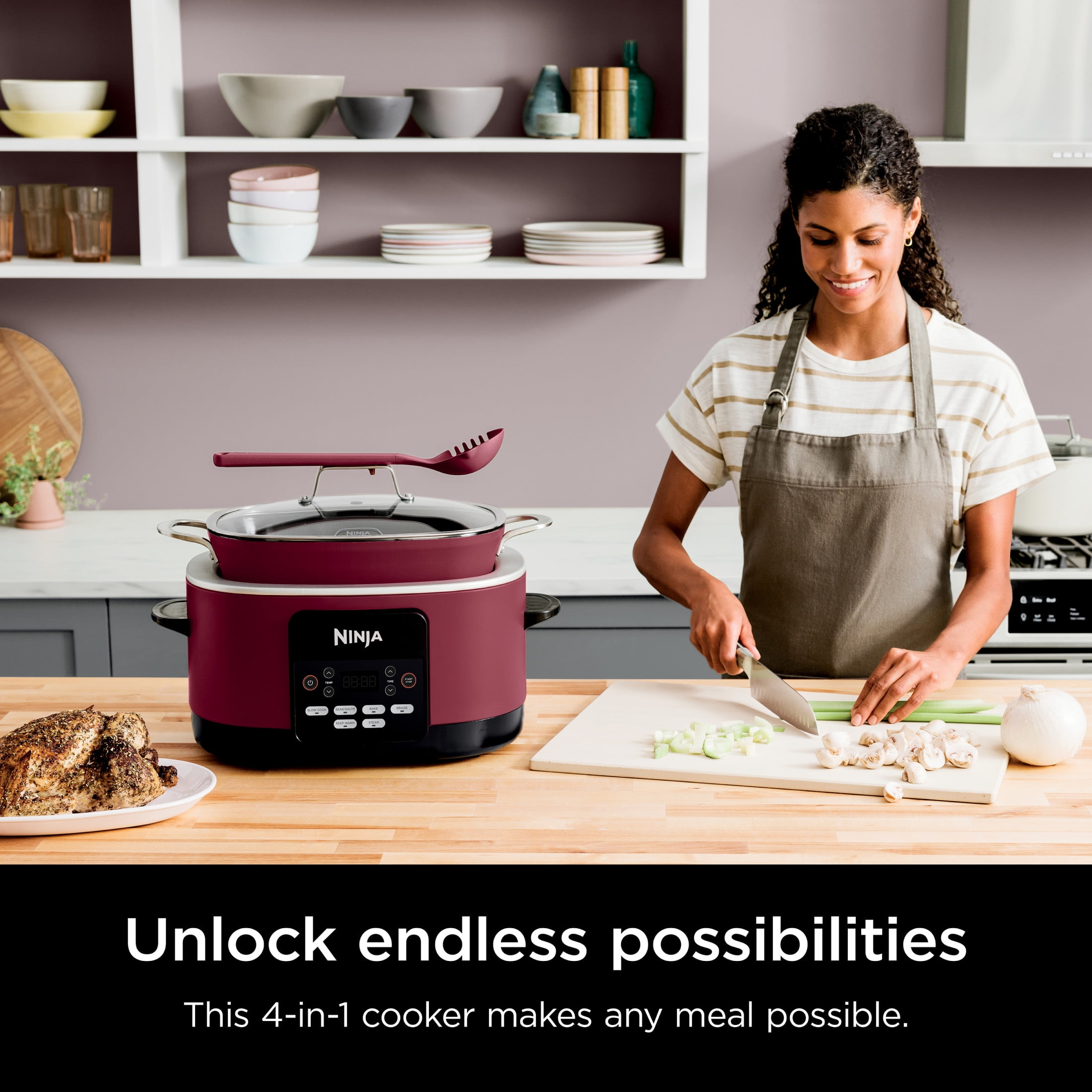 Ninja Foodi Possible 10-in-1 Multi-Cooker with Triple Heat Fusion Technology (Red, 8.5 qt) 0apms