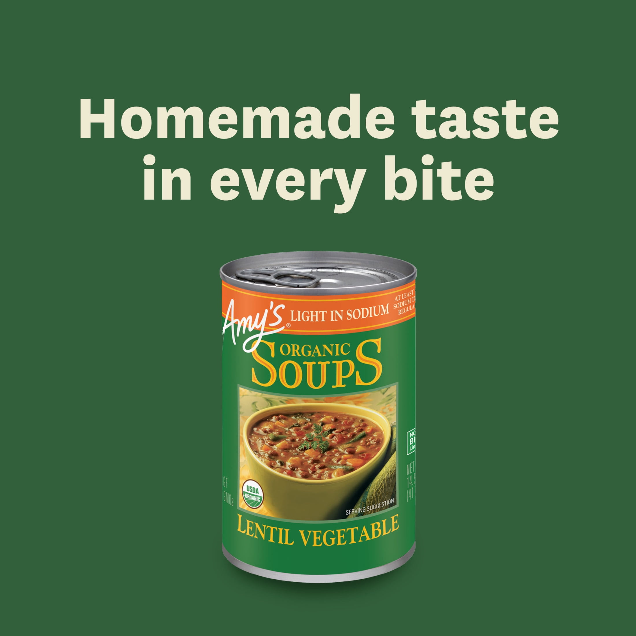 Amy's Kitchen Organic Lentil Vegetable Soup, Light in Sodium, Plant-Based Meal (14.5 oz) k8zfr