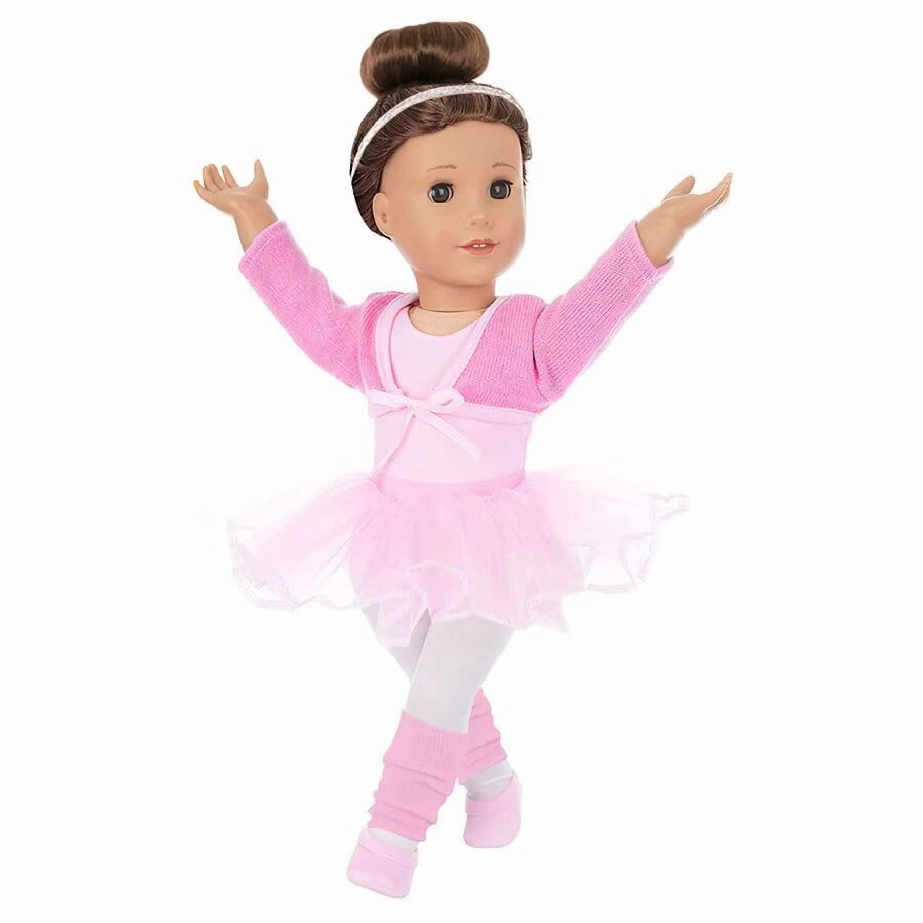 AlevRam 6-Piece Ballet Outfit Set for 18-inch Dolls (Pink, 18 in) 6itdj