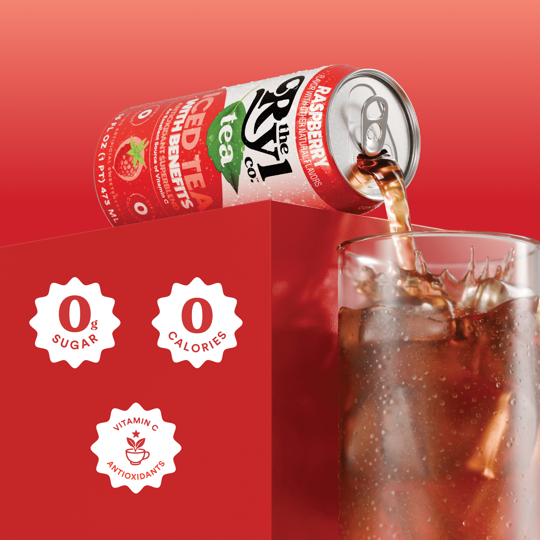 Ryl Tea Raspberry Iced Tea, Zero Sugar Black Tea with Antioxidants (16 fl oz) j2cty