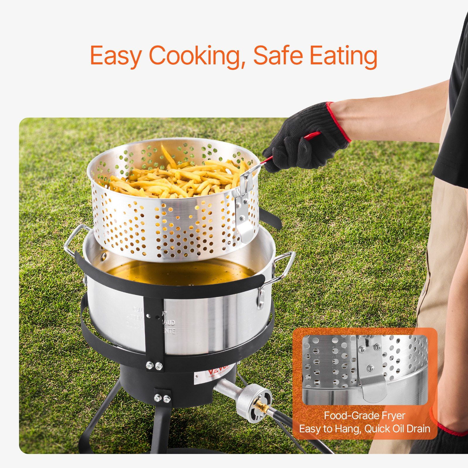 BENGPAOBA Outdoor Propane Fish and Wing Fryer Kit with Thermometer, Strainer Basket, and 54000 BTU Burner (10 Quart) bk02i