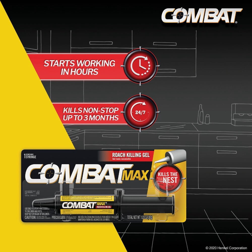 Combat Max Roach Killing Gel, Fast-Acting Pest Control Bait (1.05 fl oz) eid3b