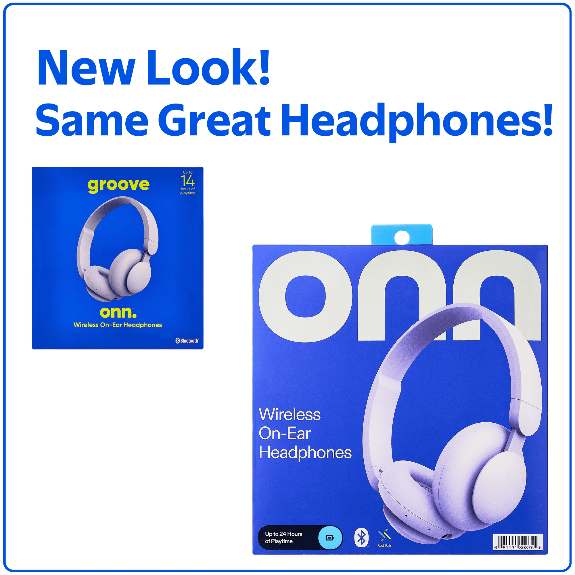 onn Wireless On-Ear Headphones, High-Definition Sound with Built-in Microphone (Lilac, One Size) 1edjp