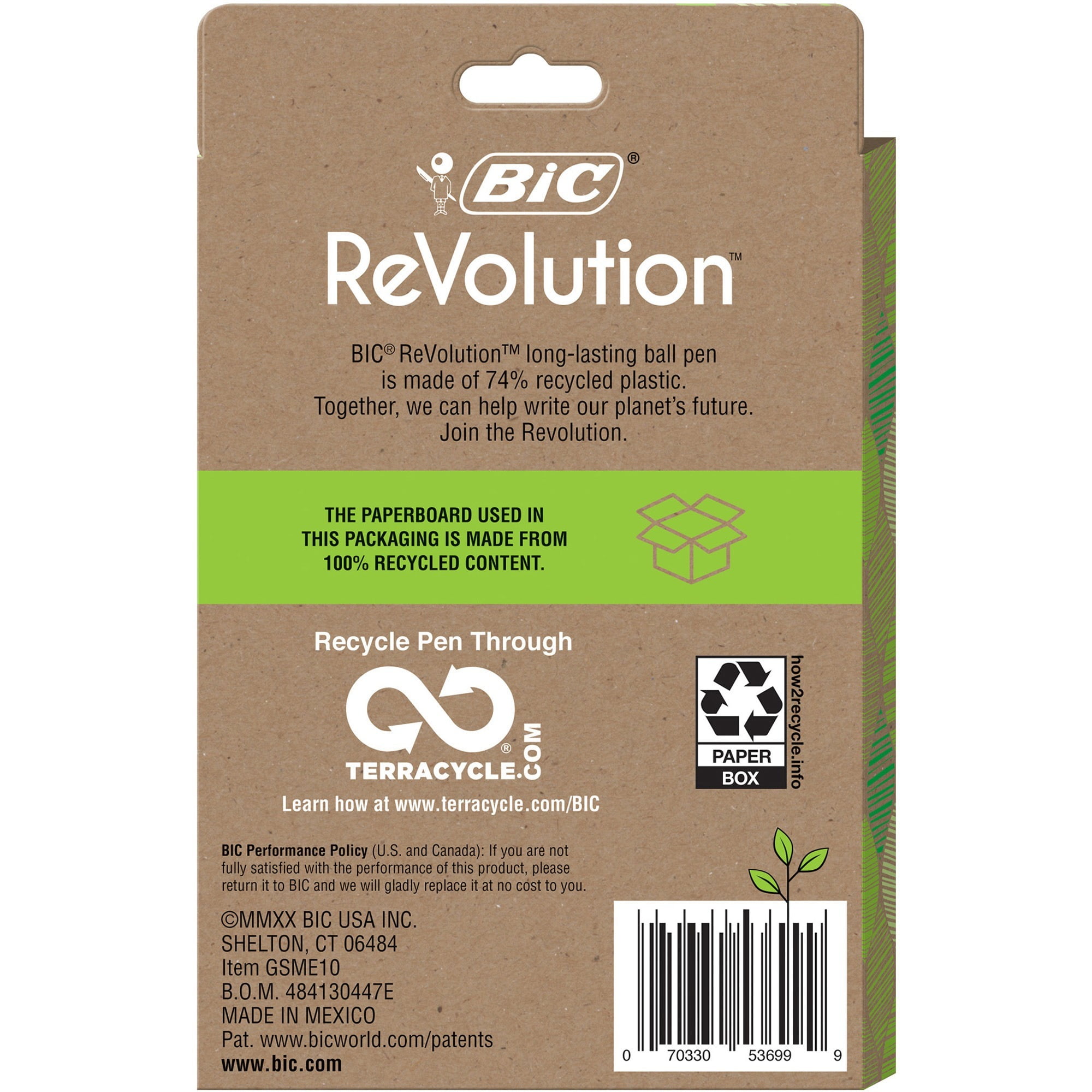 BIC ReVolution Round Stic Ballpoint Pen, Smooth Writing Office Supplies (Black, 10 Count) iij13