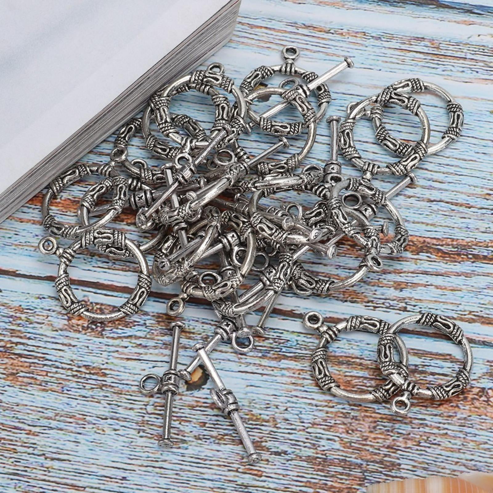 Eotvia Vintage Toggle Clasp Jewelry Findings for Necklace and Bracelet Making (Silver, 20 Pieces) qqz94