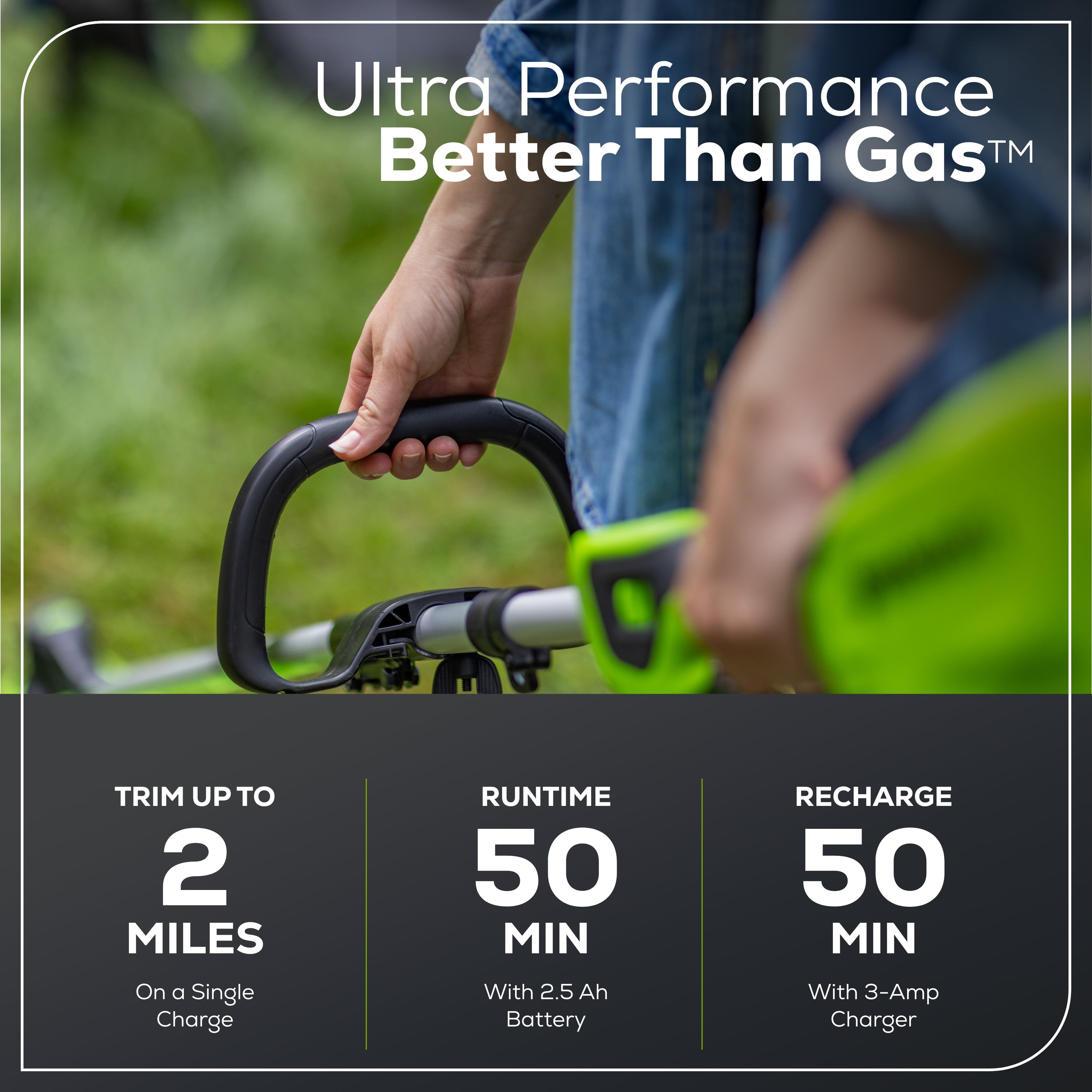 Greenworks 60V 16 in. Front Mount String Trimmer with 2.5Ah Battery and 3A Charger (Green, 16 in.) d05mu