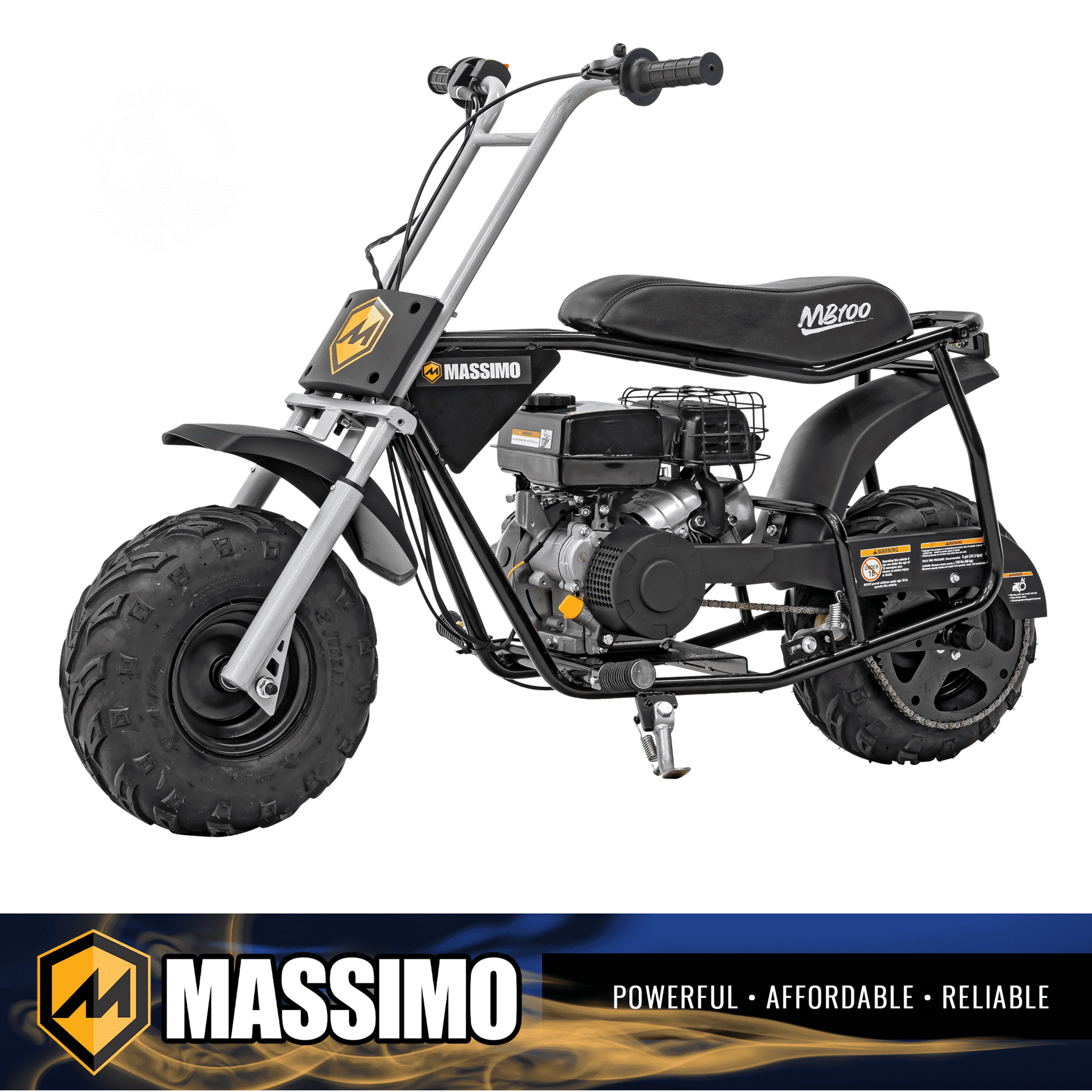 Massimo MB100 Minibike 79cc 2.5HP Gas Powered Off-Road Trail Bike (Black, 50 in x 24.2 in x 34.6 in) y0017