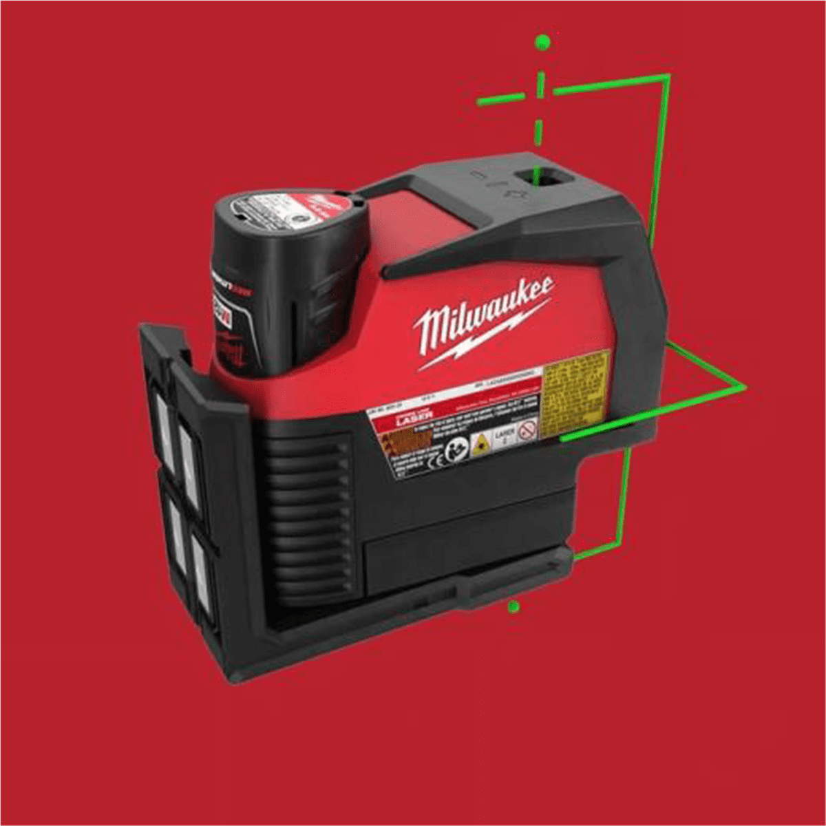 Milwaukee M12 Green Cross Line and Plumb Points Laser Kit (Green, 125 ft Range) wlkf4