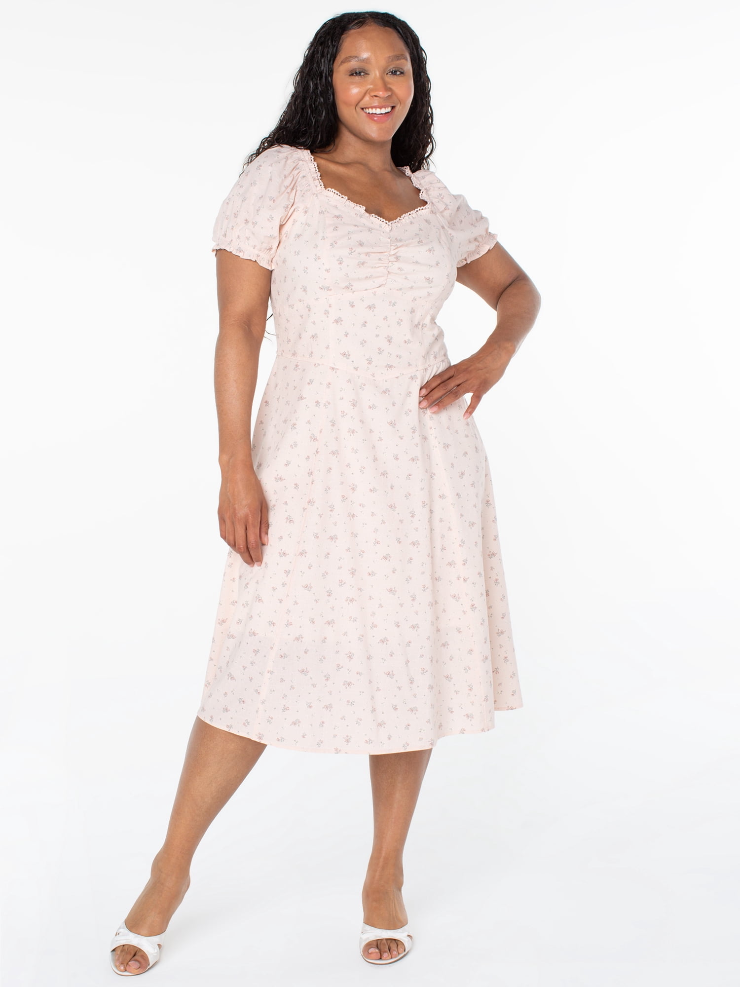 Celebrity Pink Women's Puff Sleeve Midi Dress (Pink, XS) 9anrq