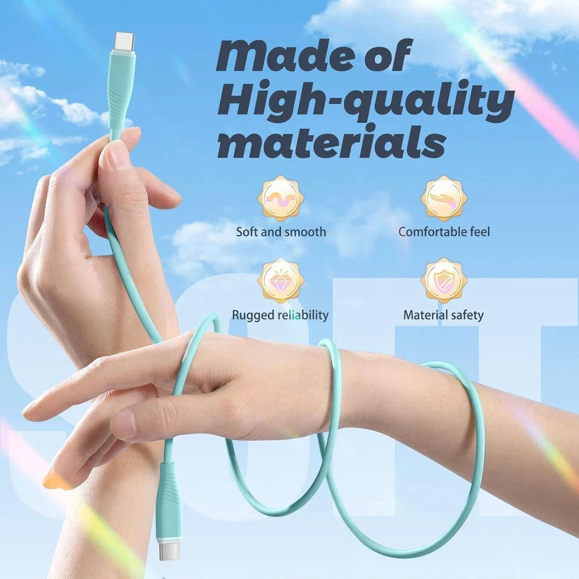 Rhea USB-C Fast Charging Cable (Multicolor, 3 Pack, 6 ft) n4u0h