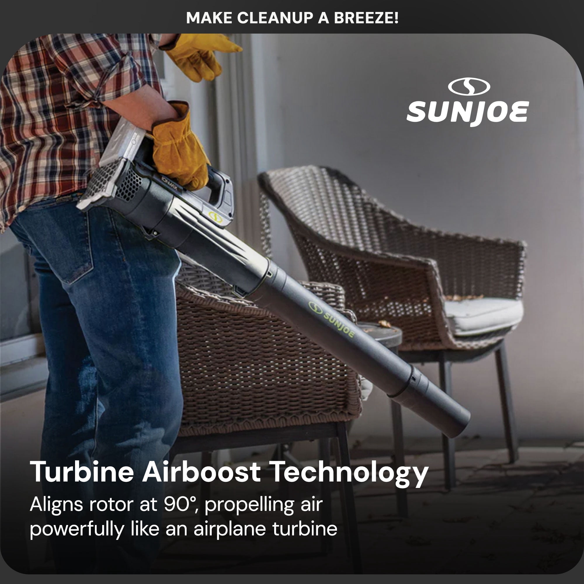 Sun Joe 24V Cordless Jet Leaf Blower, Compact Turbine Design for Yard Cleanup (Black, 5.4 lb) xc75h