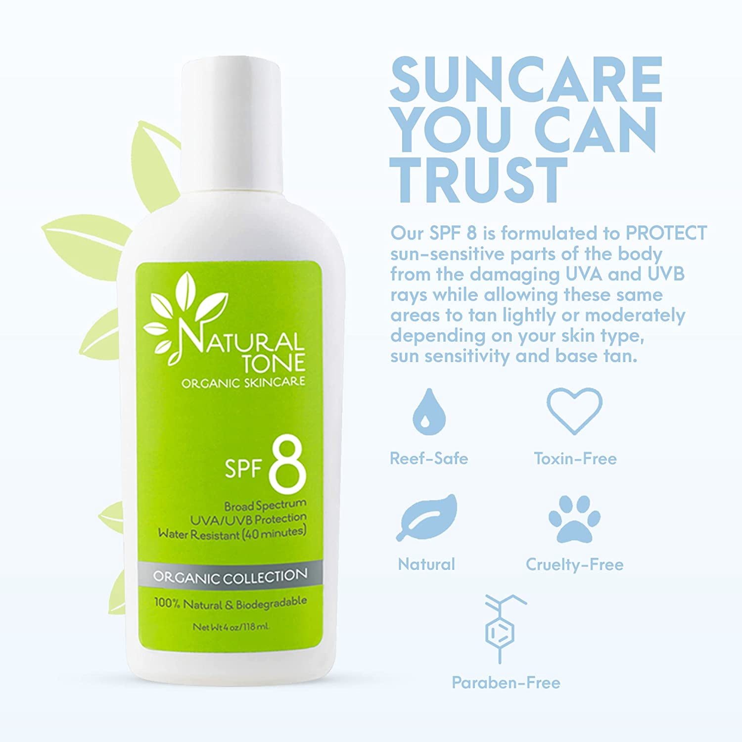 Natural Tone Organic Skincare Broad Spectrum Mineral Sunscreen SPF 8 (6 oz) 8q0p4