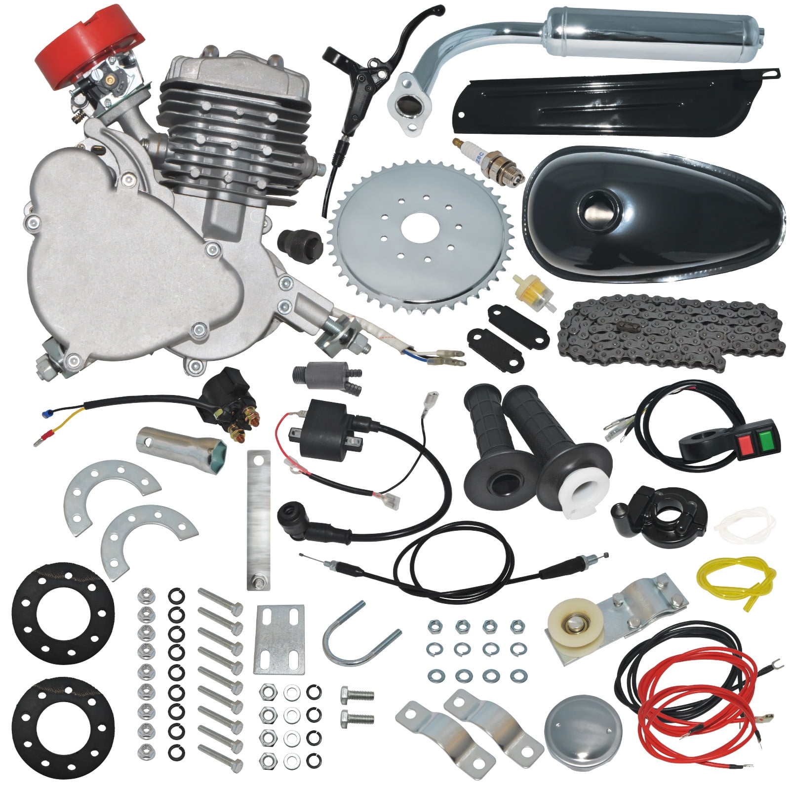 Sican 80cc 2-Stroke Electric-Start Bicycle Engine Kit (Black, 10.6 in x 9.8 in) jgfnw