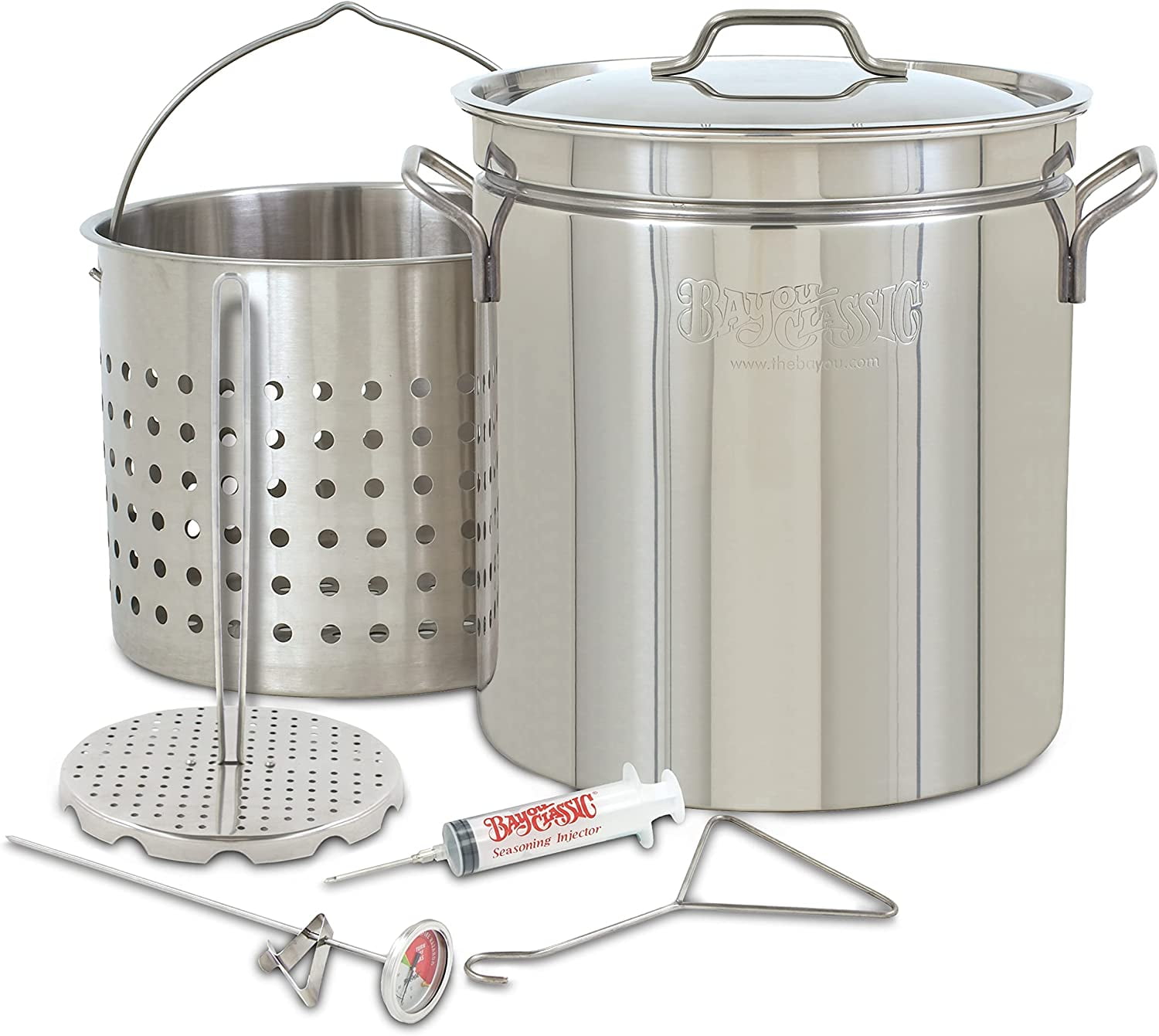 Bayou Classic Stainless Steel Turkey Fryer Kit with Stockpot and Accessories (44 qt) 7ujee