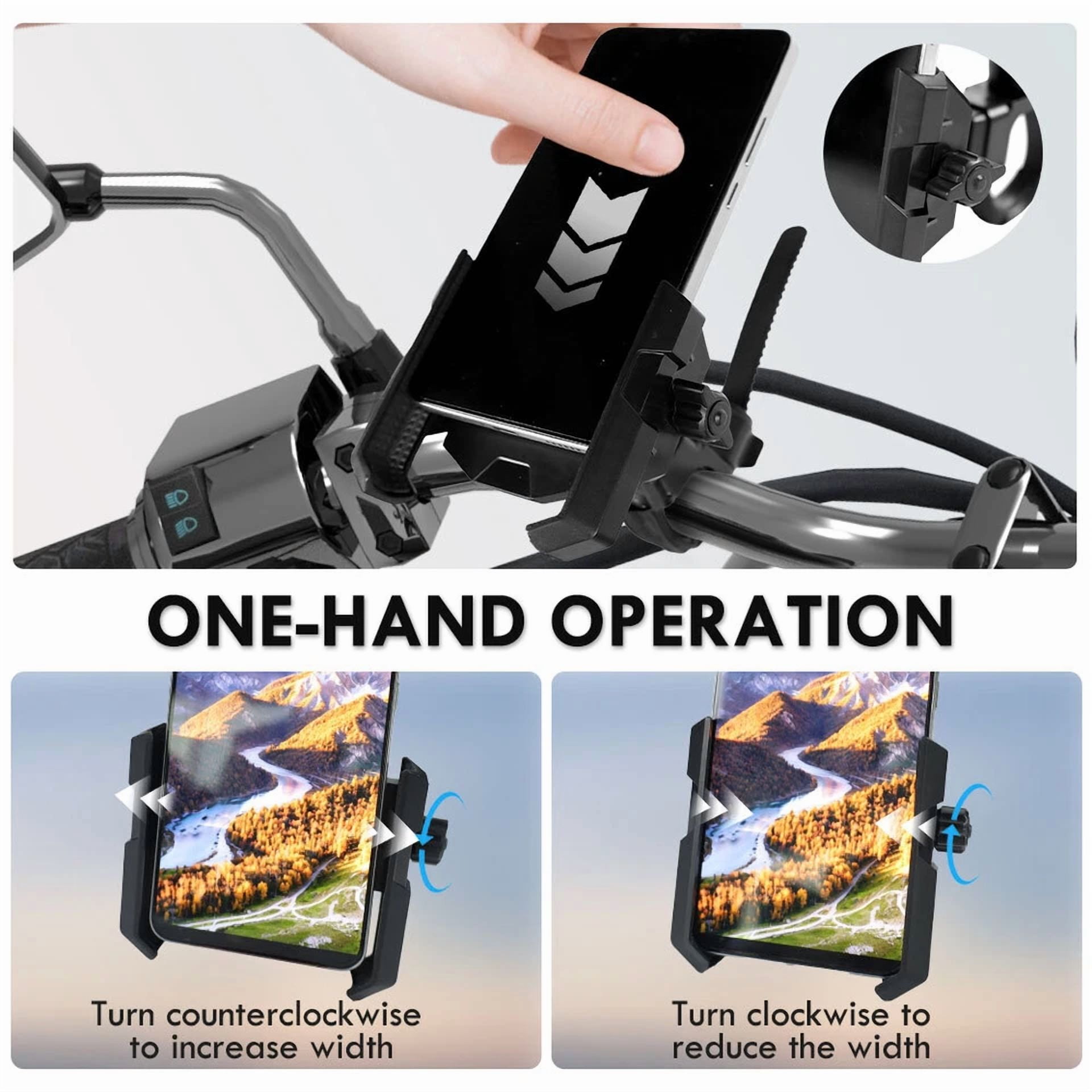 Rhea Universal Motorcycle Bike Cell Phone Holder Anti-Shake Handlebar Mount (Black, 1 Pack) q6t7j