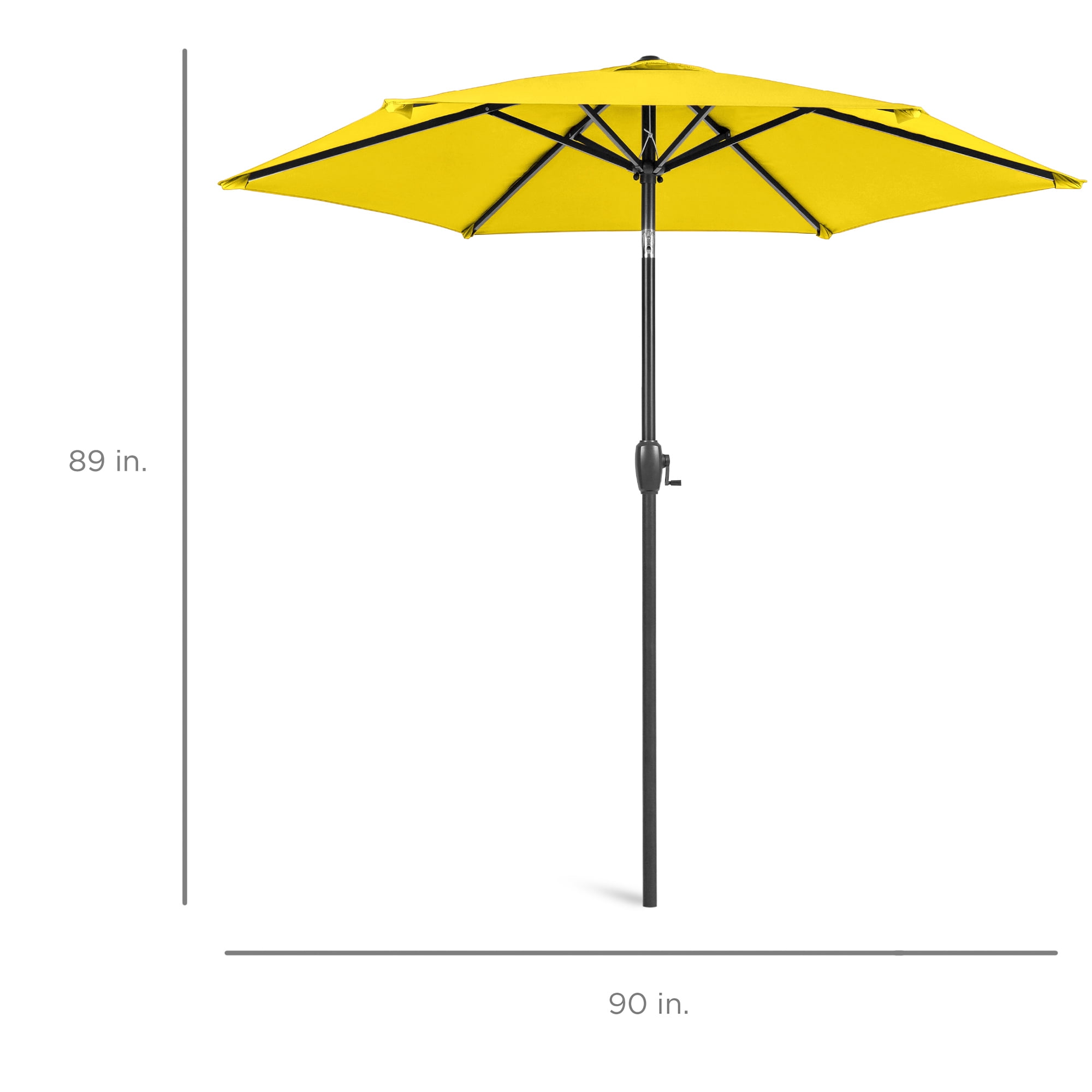 Best Choice Products 7.5ft Heavy-Duty Outdoor Market Patio Umbrella with Push Button Tilt and Crank (Yellow, 7.5 ft) kms0g