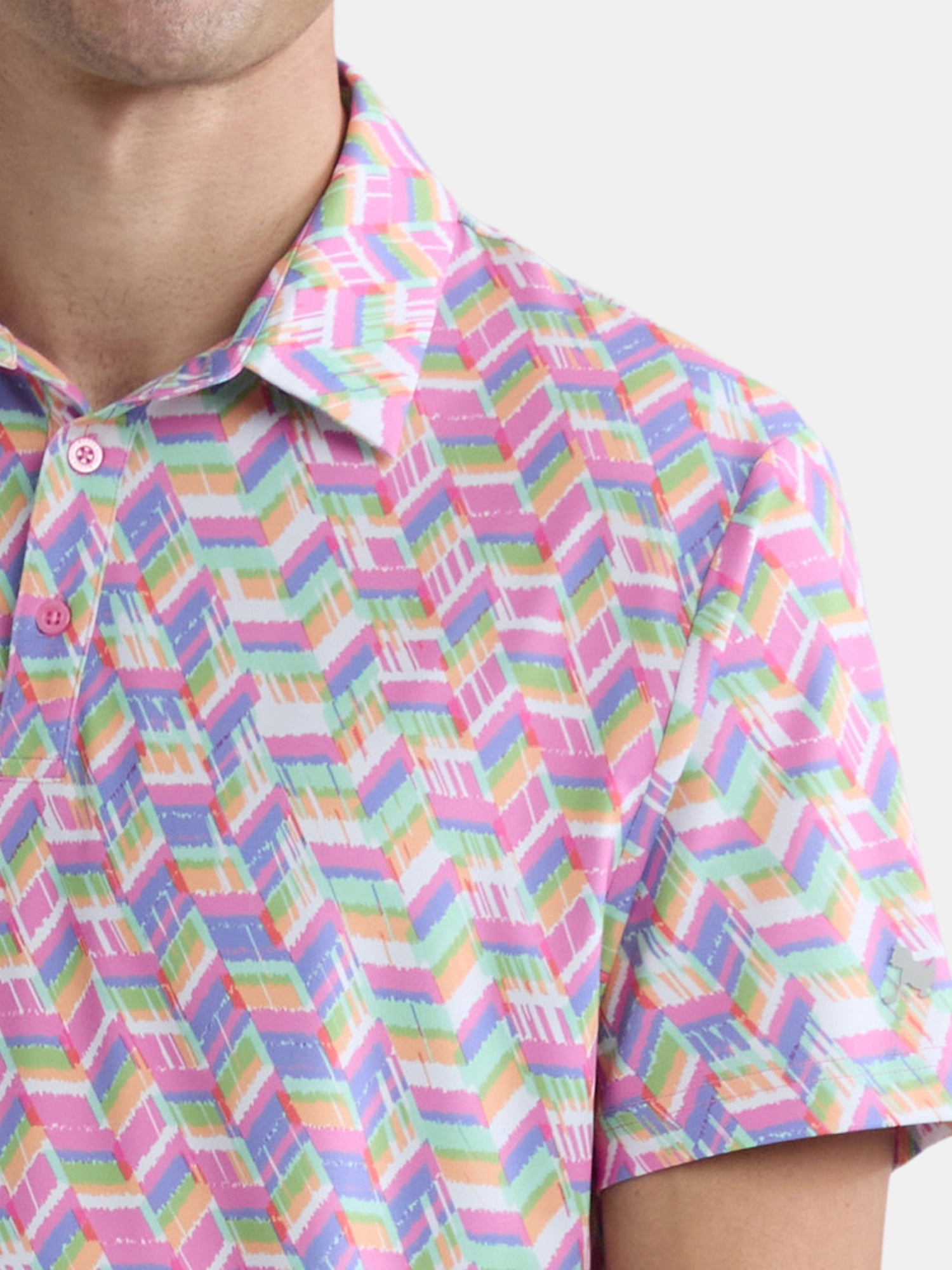Birdie Bound Men's Novelty Print Golf Polo Shirt (Pink, S-5XL) al7kv