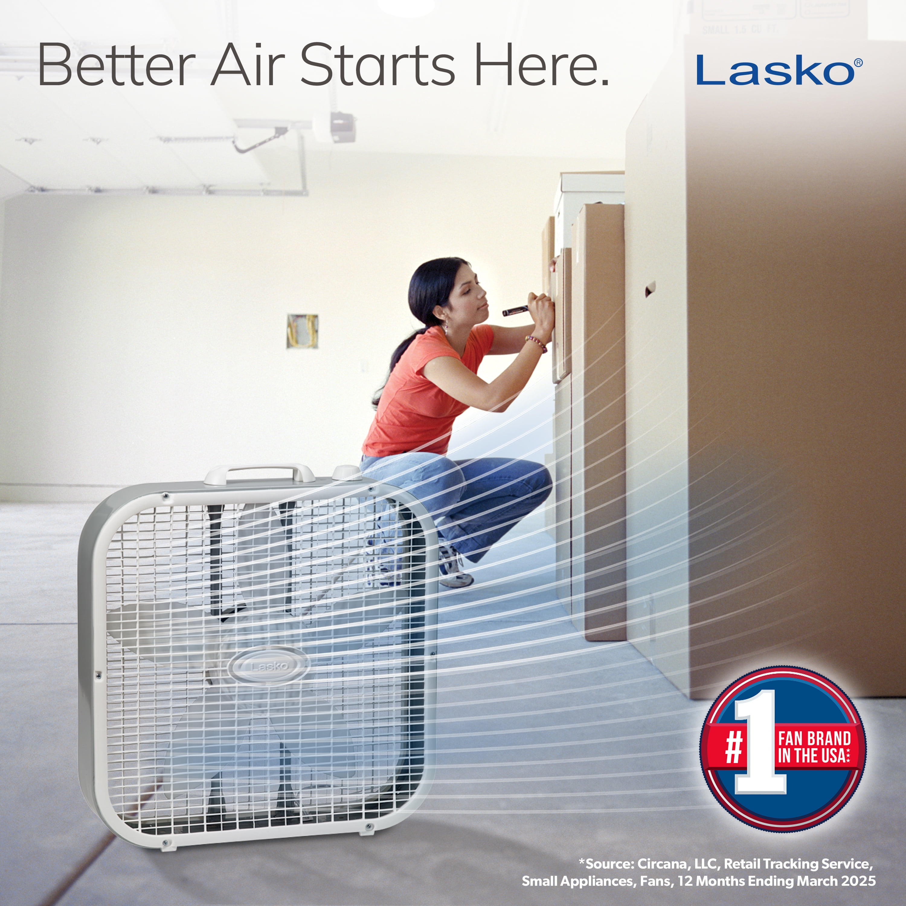 Lasko 20 in 3-Speed Energy Efficient Box Fan (White, 20 in) 35nps