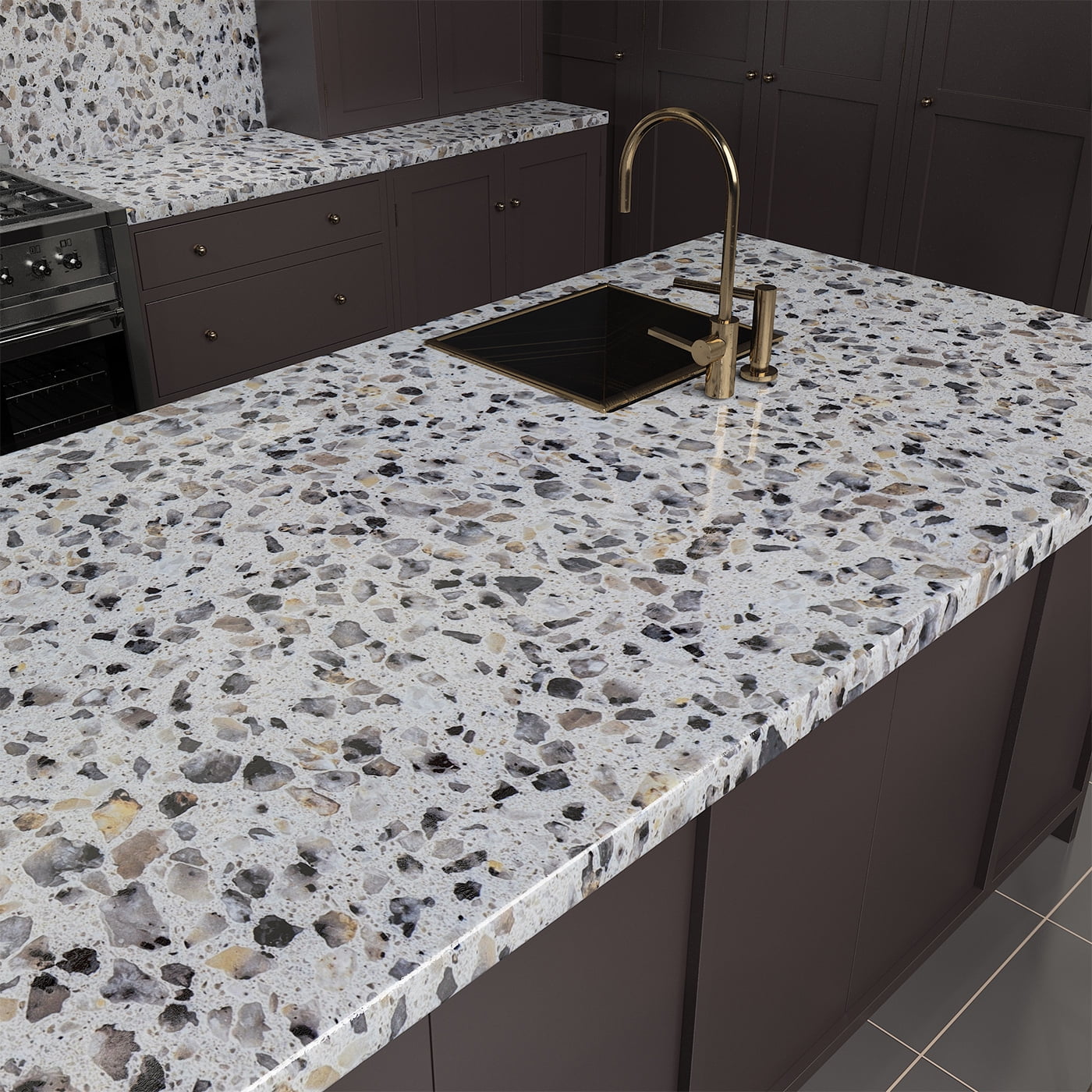 A-b-cil Terrazzo Contact Paper Peel and Stick Wallpaper for Kitchen Countertops and Furniture (Grey, 78 in x 15.8 in) 00hot