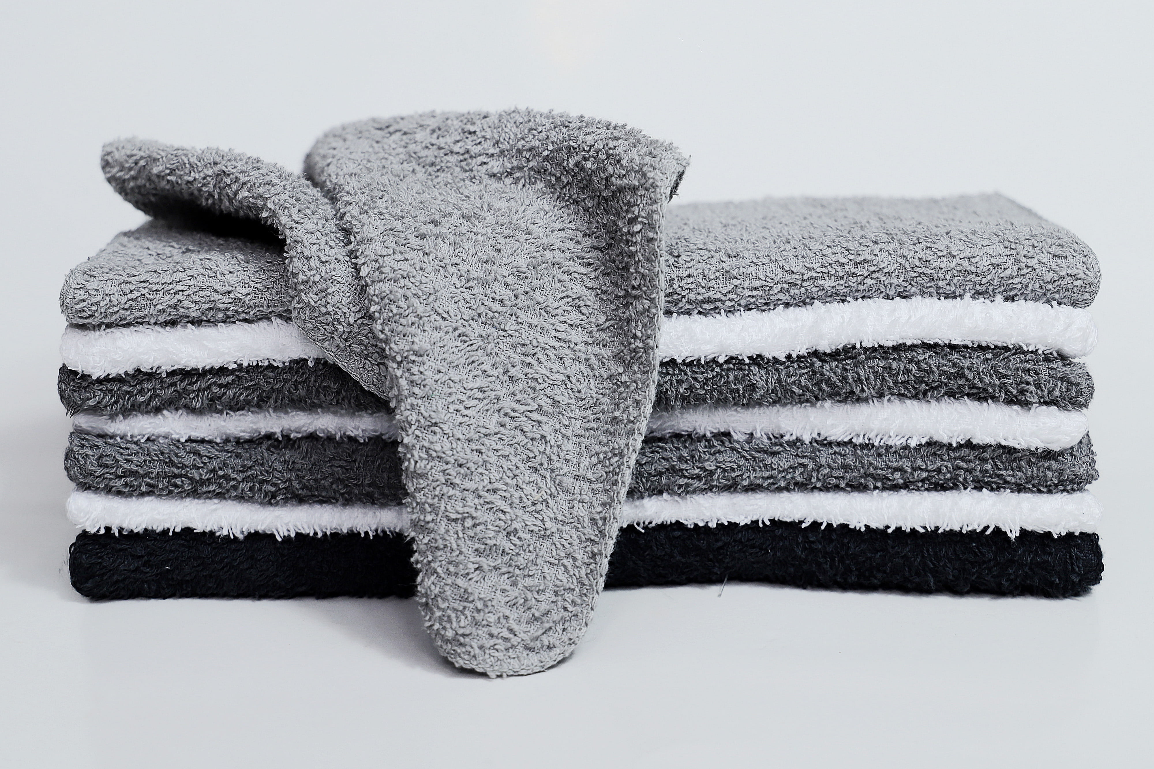 Mainstays Cotton Washcloth Set, Highly Absorbent Soft Bath Towels (Grey Multi, 18-Pack) q8crg