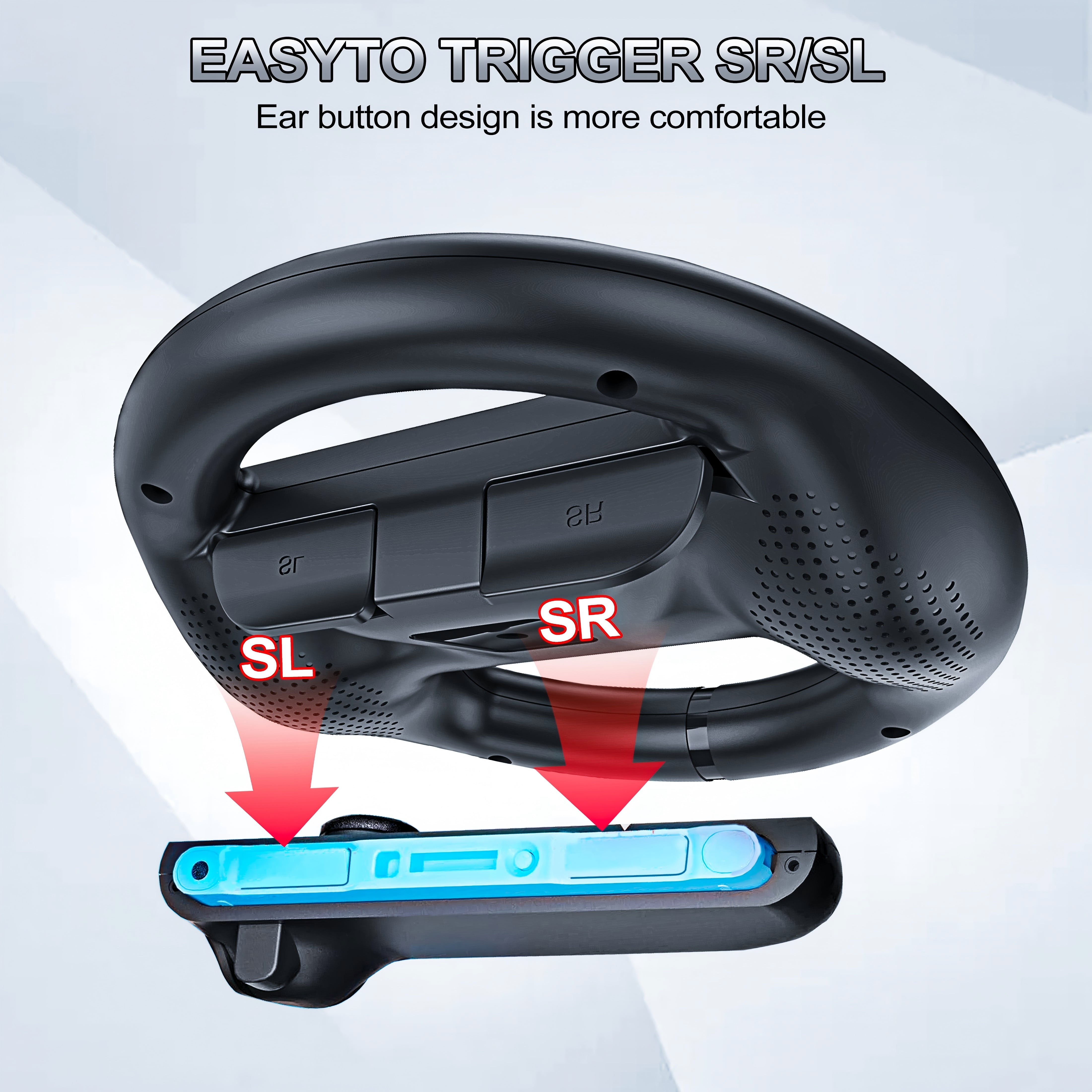 YUOY Joy-Con Grip and Steering Wheel Bundle for Nintendo Switch 2 (Black, 4 Piece Set) 3spia