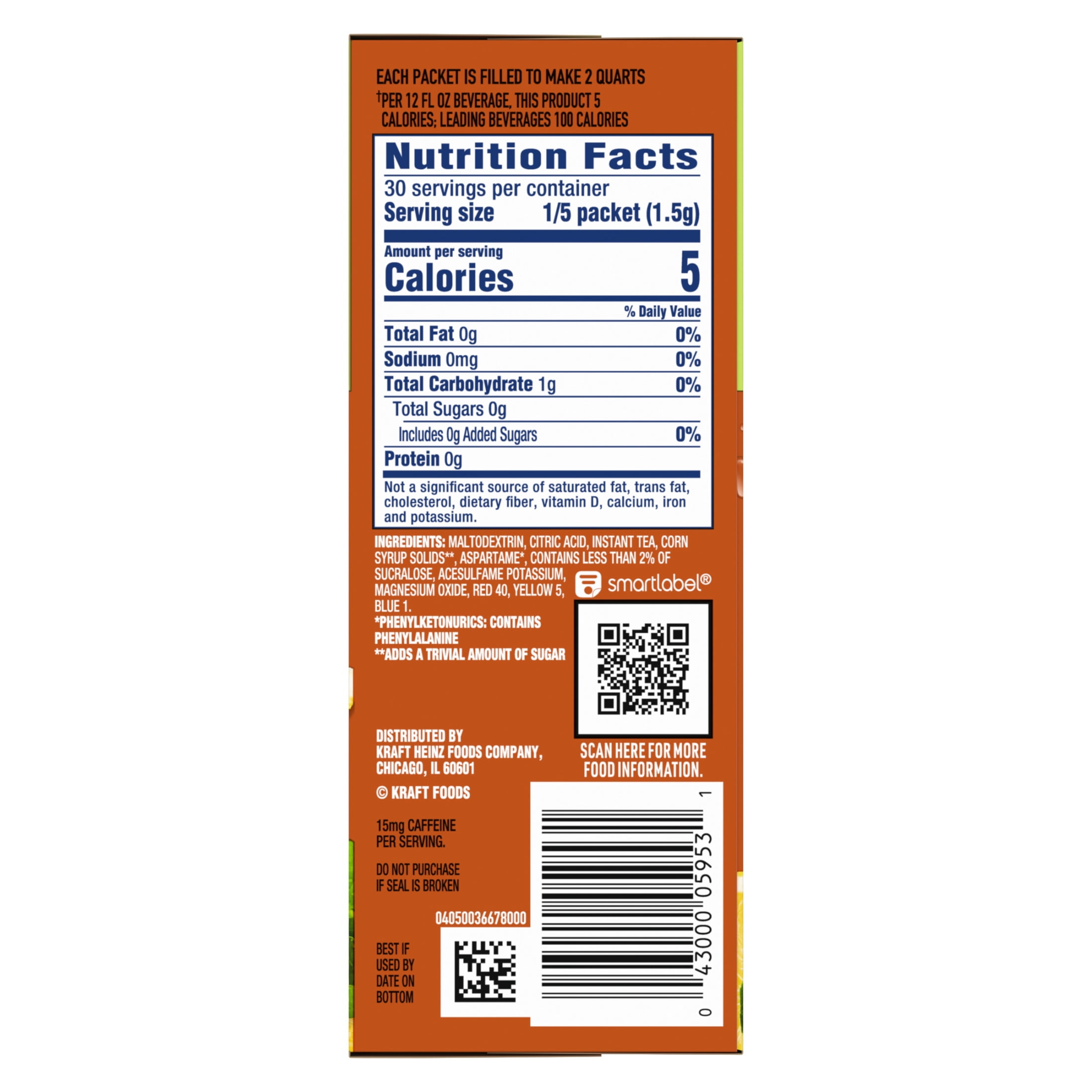 Crystal Light Sweet Tea Powdered Drink Mix, Low Calorie Refreshment (2 Pack, 1.56 oz) fr702