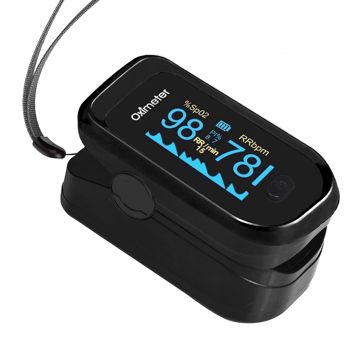 SUWU Pulse Oximeter Fingertip Oxygen Monitor for Sports and Fitness (Black, 1 Pack) y5tay