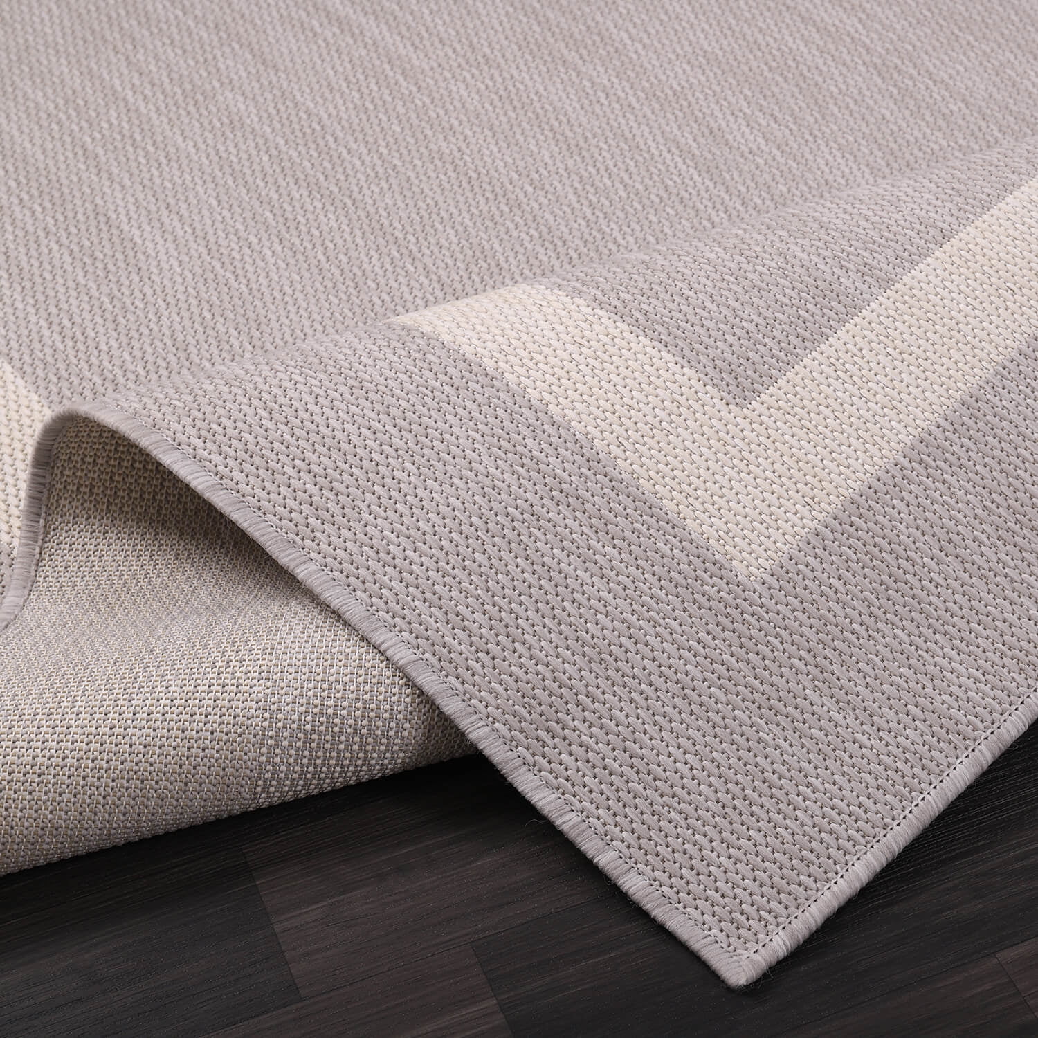 Beverly Rug Indoor Outdoor Area Rug, Bordered Patio Porch Garden Carpet (Gray and White, 5 ft x 7 ft) w4mme