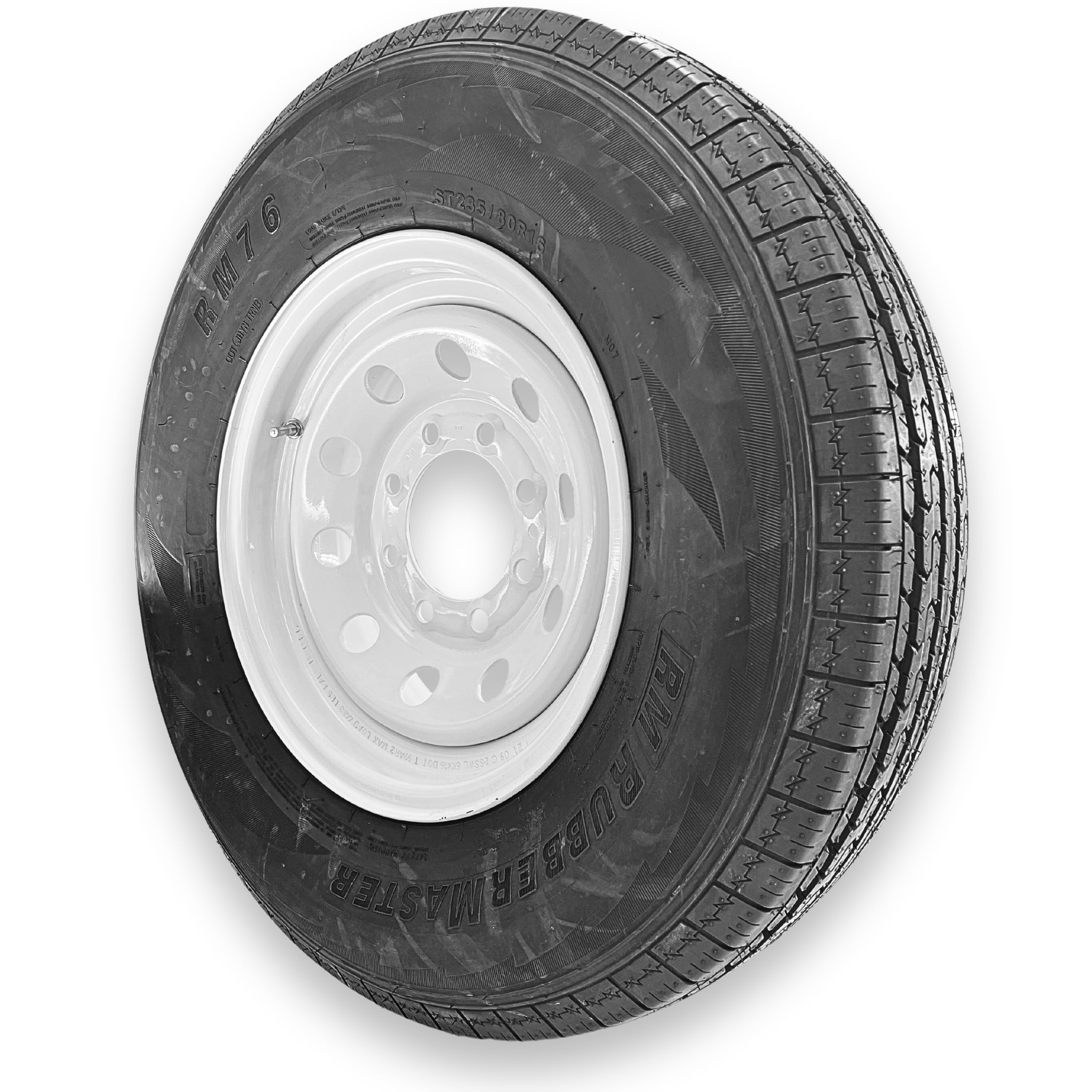 RubberMaster ST235/80R16 10 Ply Highway Rib Tire and 8 on 6.5 Modular Steel Wheel Assembly (ST235/80R16) 7zouv