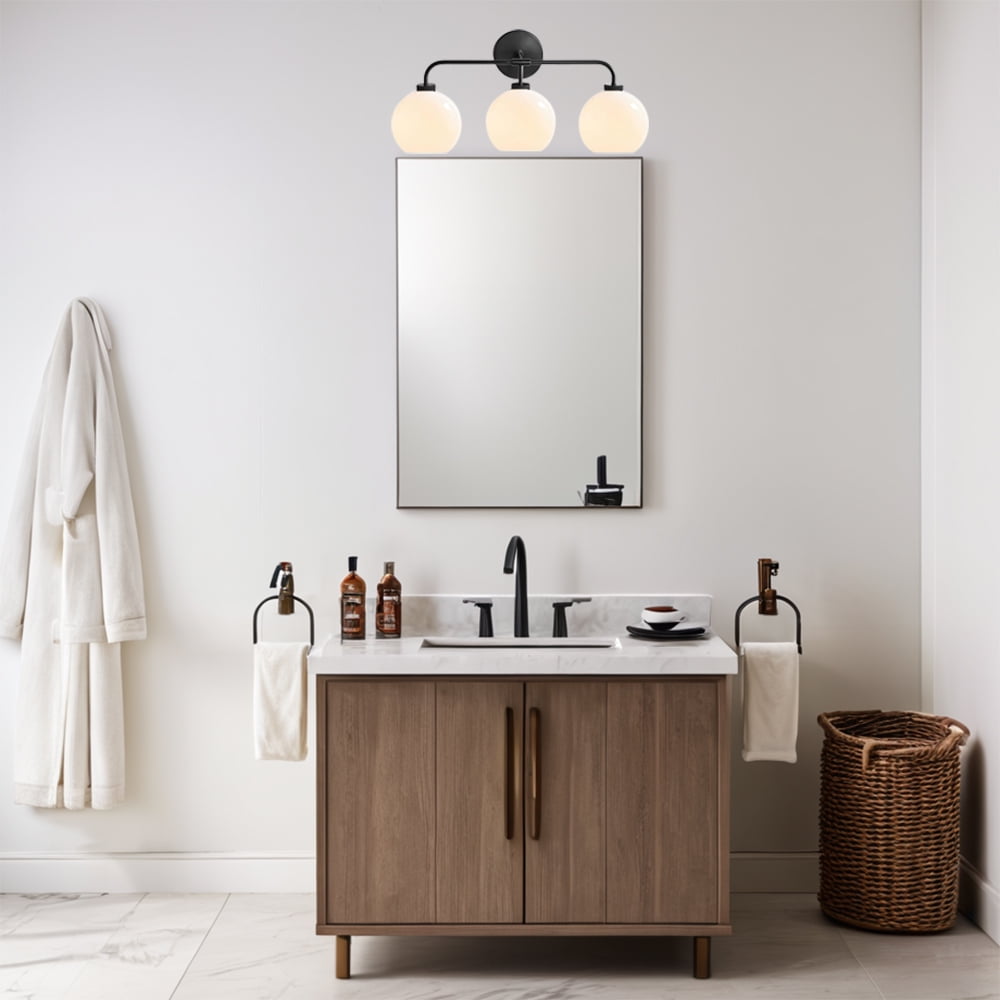 Modern Lighting Triple Globe Bathroom Vanity Sconce (Matte Black, 22 in) yalen